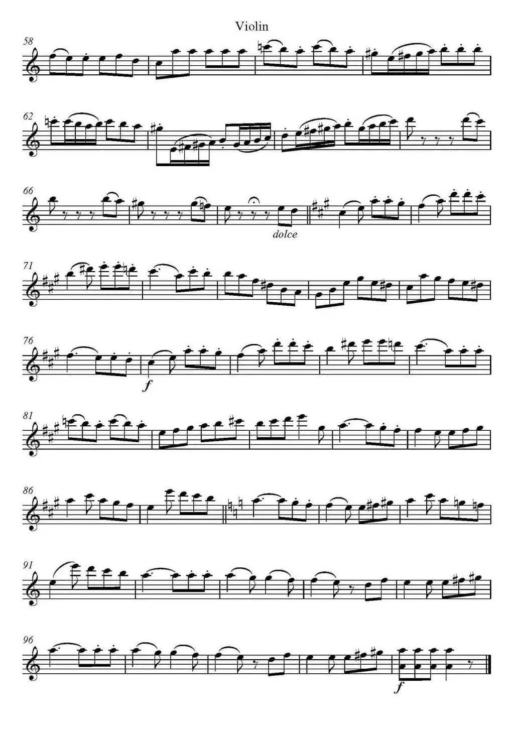 帕格尼尼六首《小提琴和吉他二重奏》 (M.S.110)（小提琴分谱）