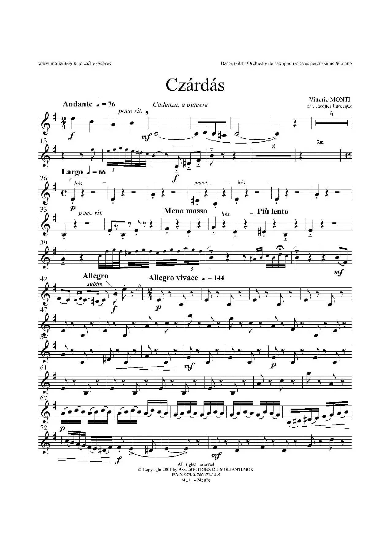 Czardas 查尔达斯（15重奏）（Bass）