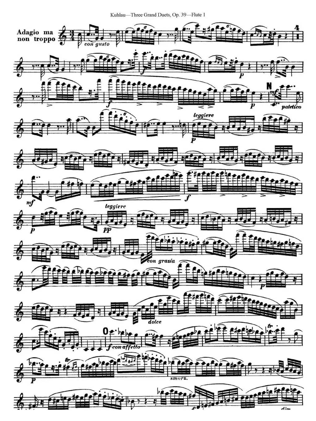 库劳长笛二重奏大练习曲Op.39——Flute 1（No.1）