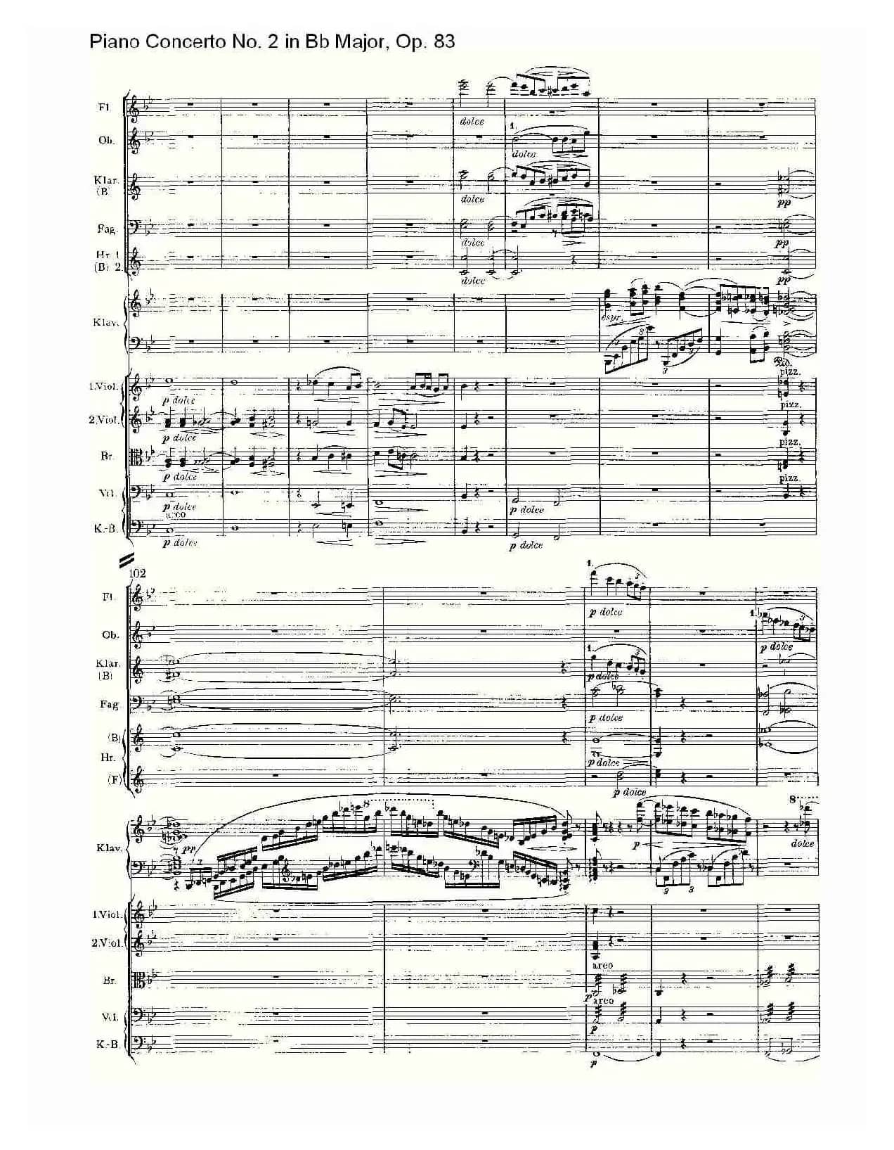 Bb大调钢琴第二协奏曲, Op.83第一乐章（一）