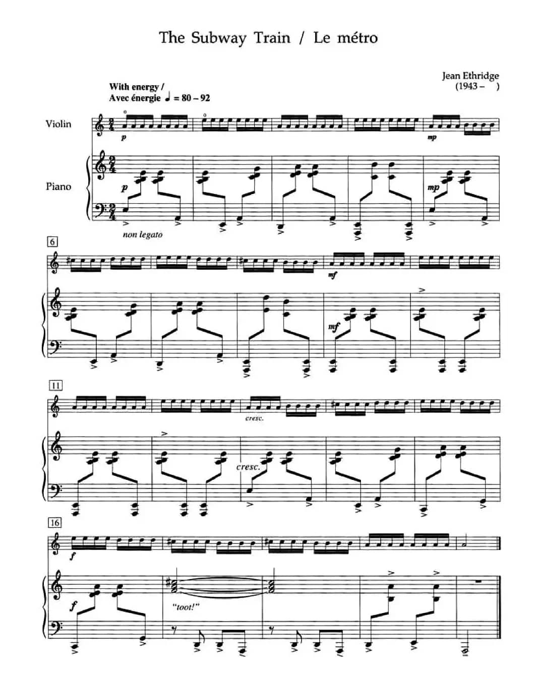 The Subway Train （加拿大小提琴考级·预备级）