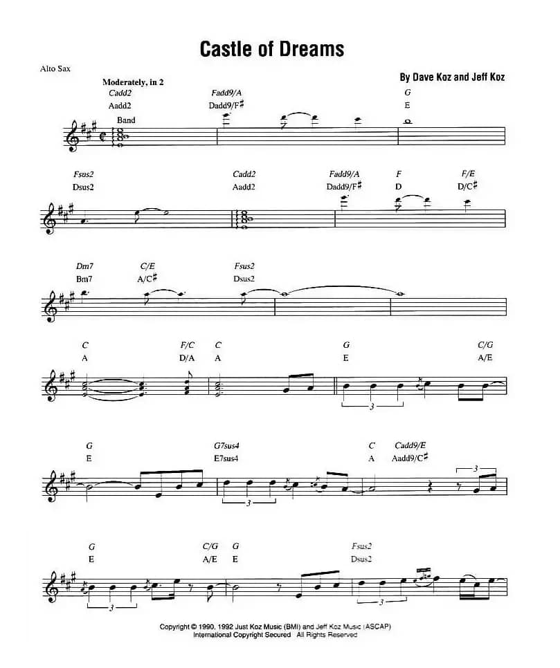 Dave Koz - Castle of dreams（原版中音萨克斯谱）