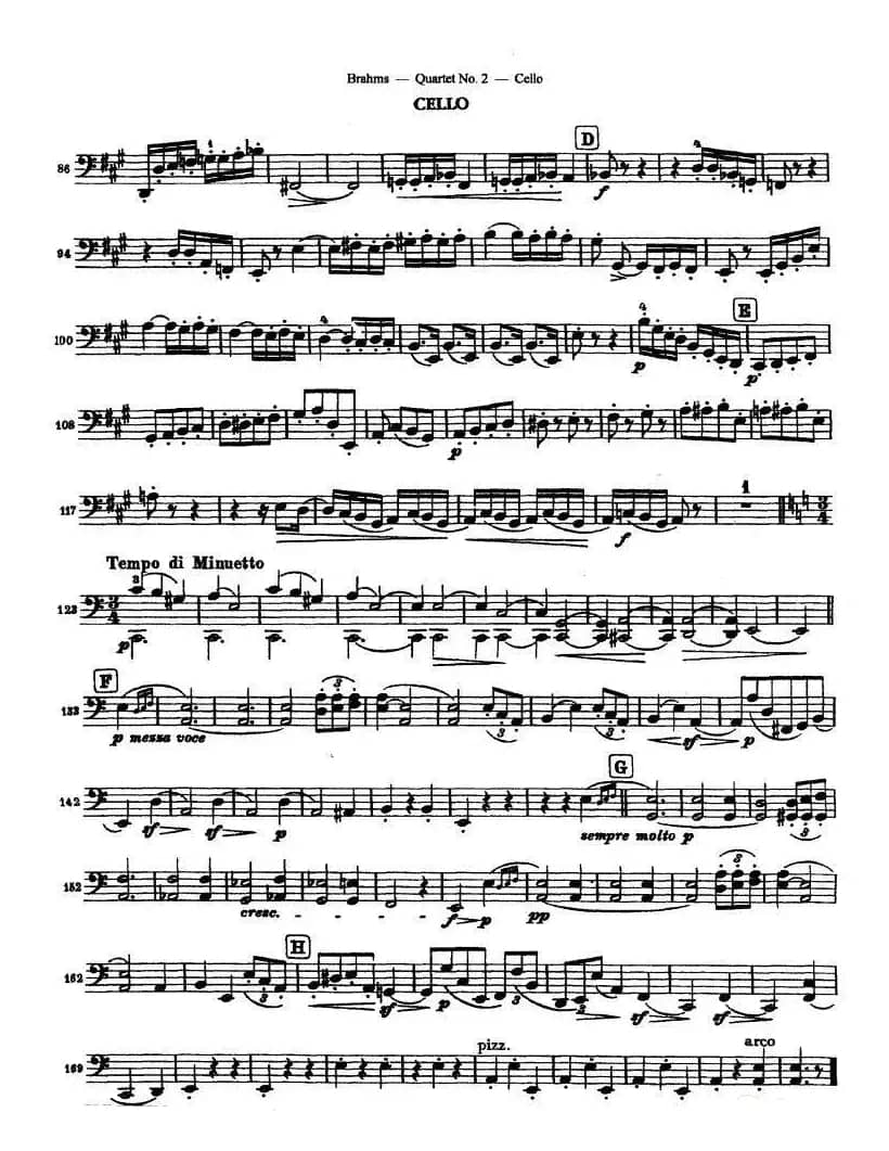 勃拉姆斯《Quartet No.2》Op.51（大提琴谱）
