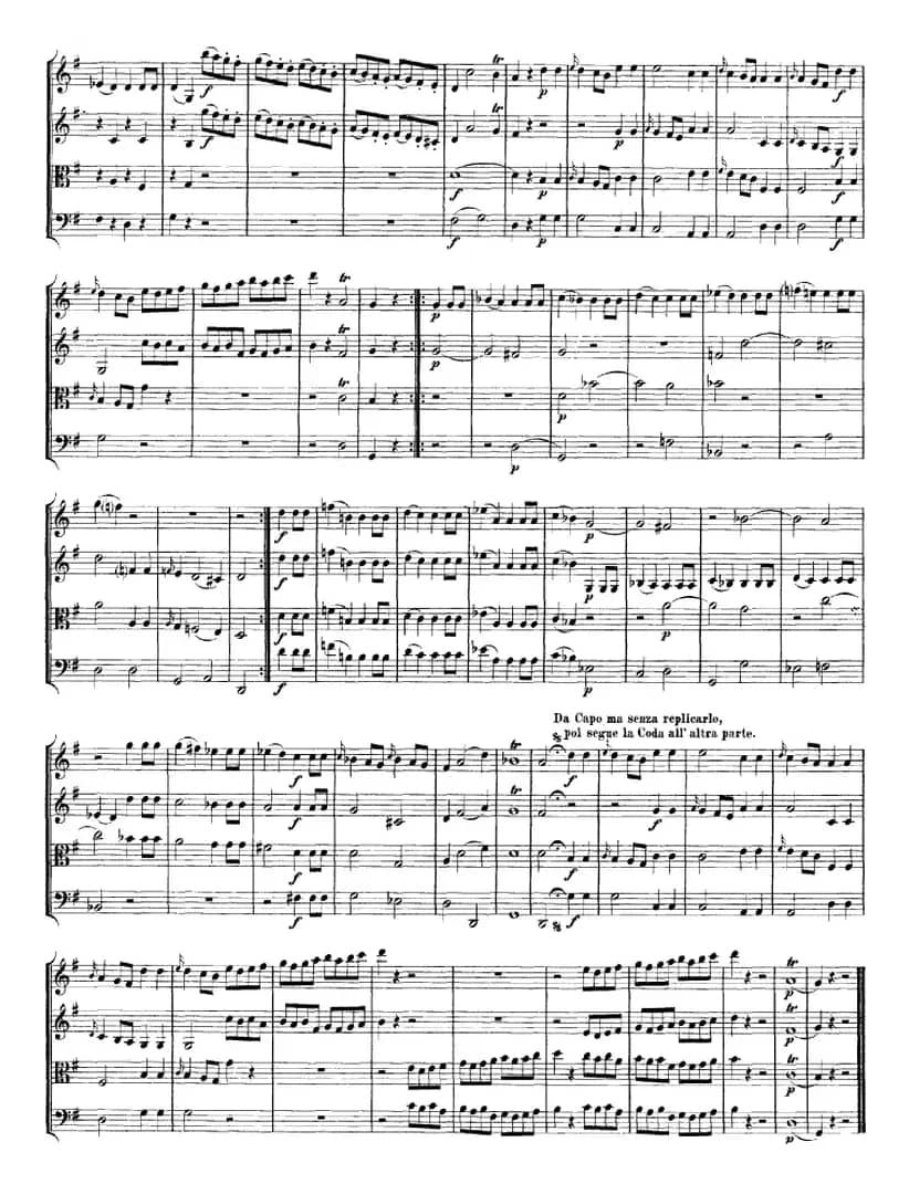 Mozart《Quartet No.1 in G Major,K.80》（总谱）