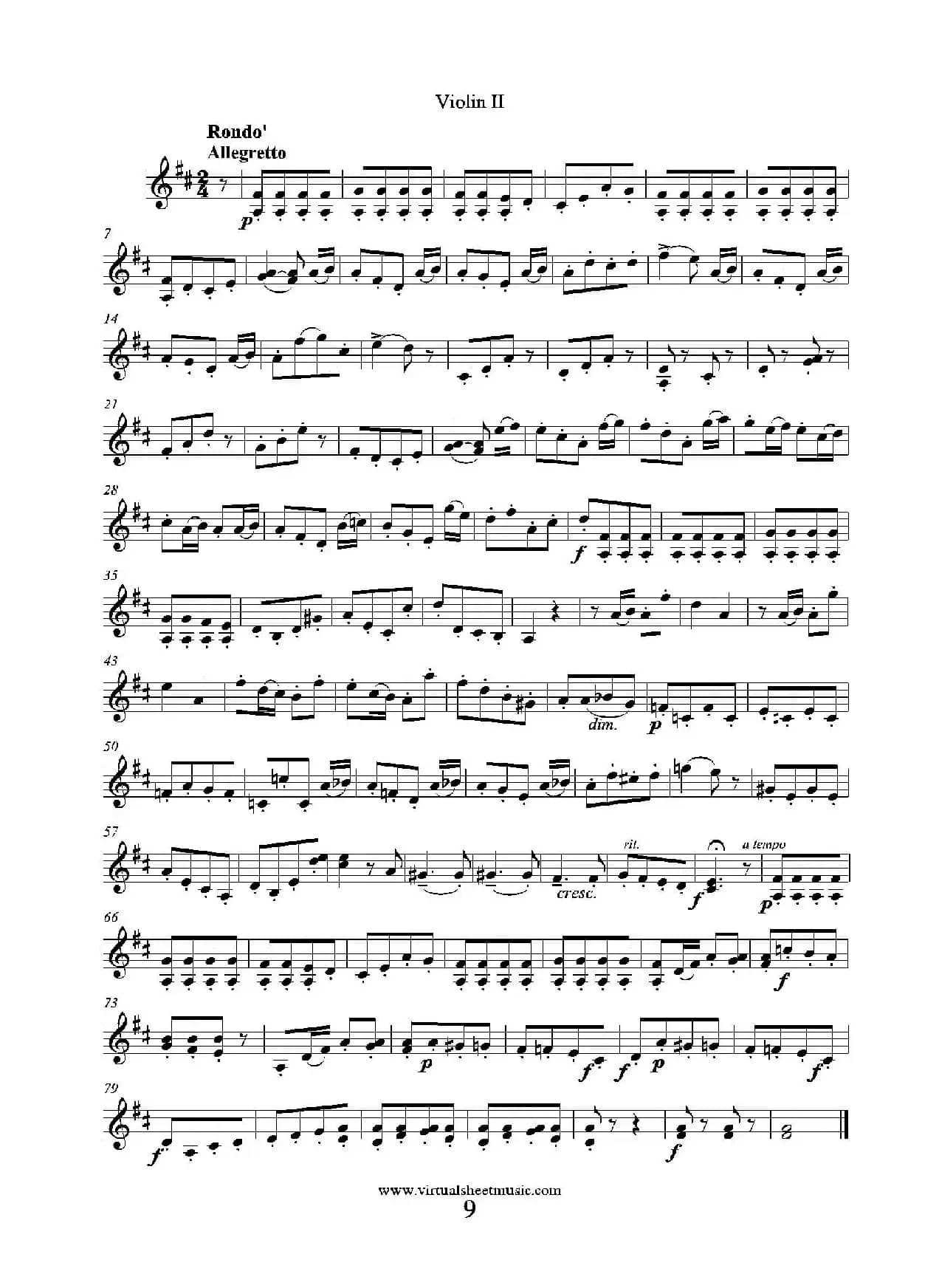 6 Small Duets（六部小合唱）Op.38 Violin II（第二小提琴分谱）