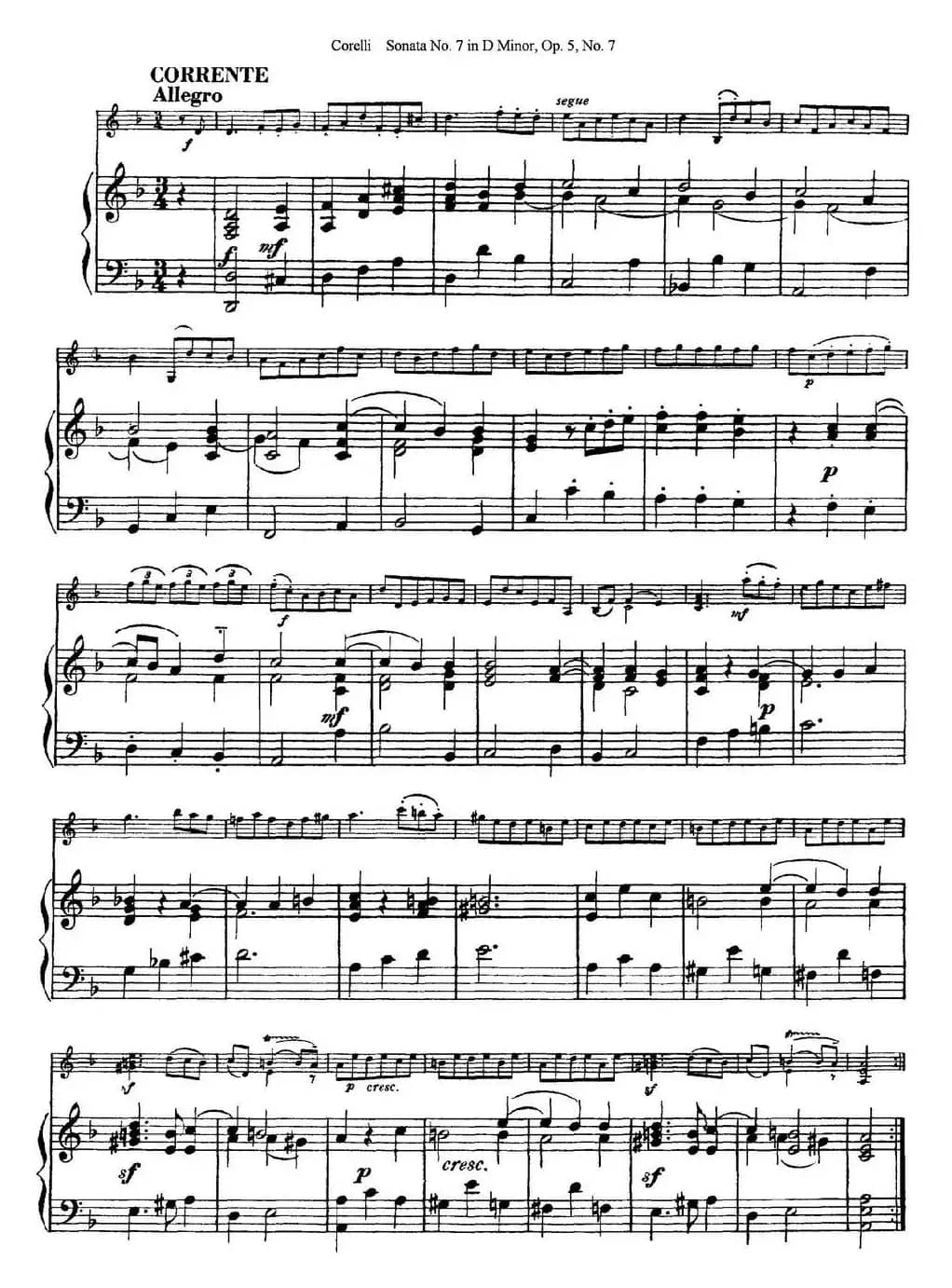 Sonata No.7 in D Minor Op.5 No.7（小提琴+钢琴伴奏）