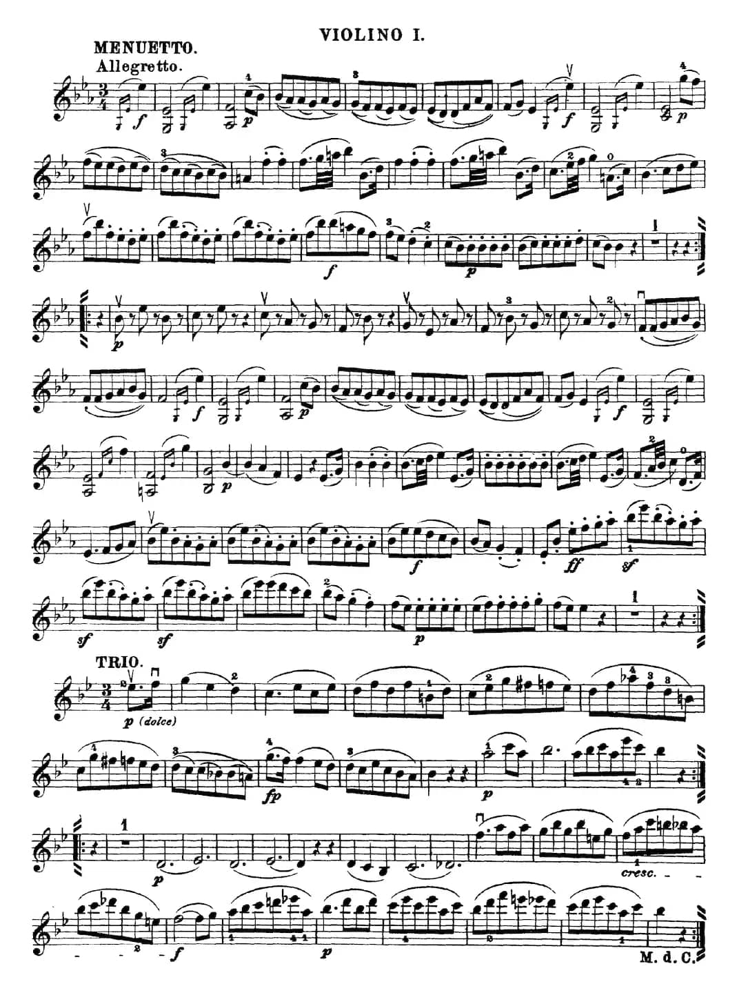 Mozart《Quartet No.16 in Eb Major,K.428》（Violin 1分谱）