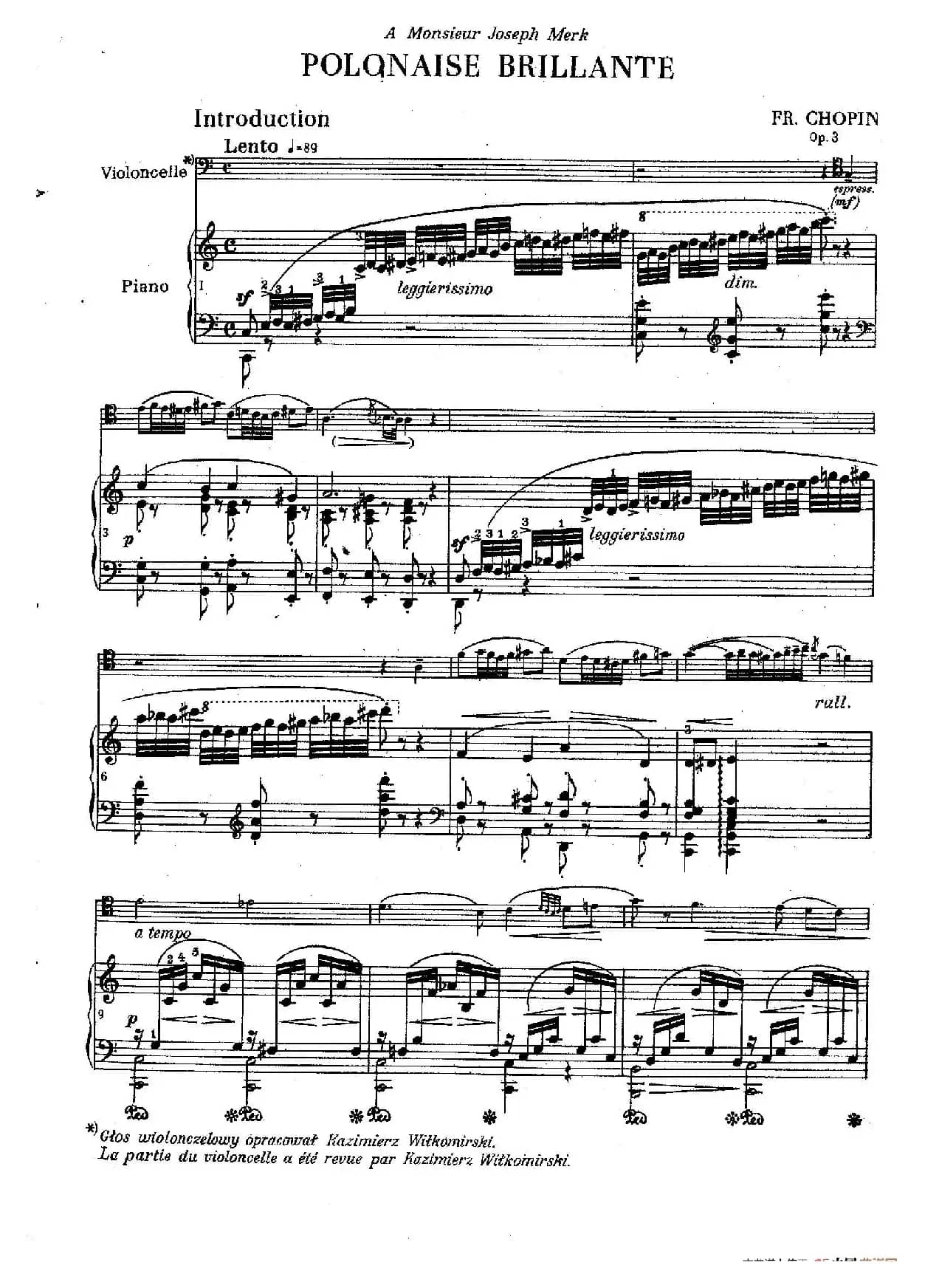 C大调引子与华丽的波兰舞曲（为大提琴与钢琴而作）