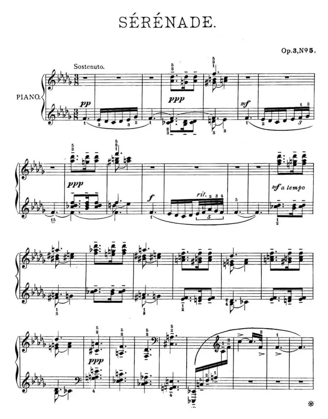 拉赫玛尼诺夫 幻想小品集 Op.3 No.5 小夜曲 降b小调