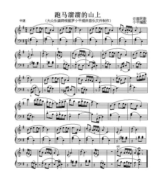 跑马溜溜的山上（罗小平编配版）