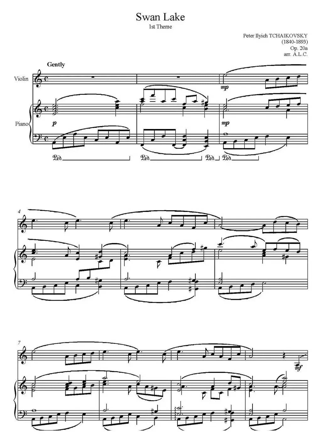 Swan Lake（天鹅湖）（小提琴+钢琴伴奏）