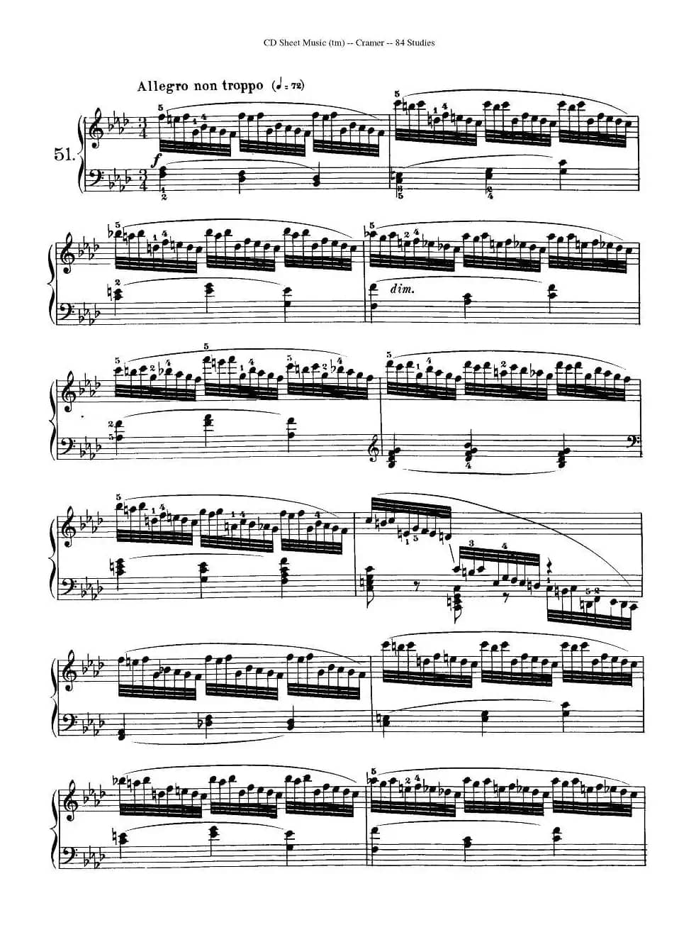 Cramer - 84 exercices（51—55）（克拉莫84首钢琴练习曲）