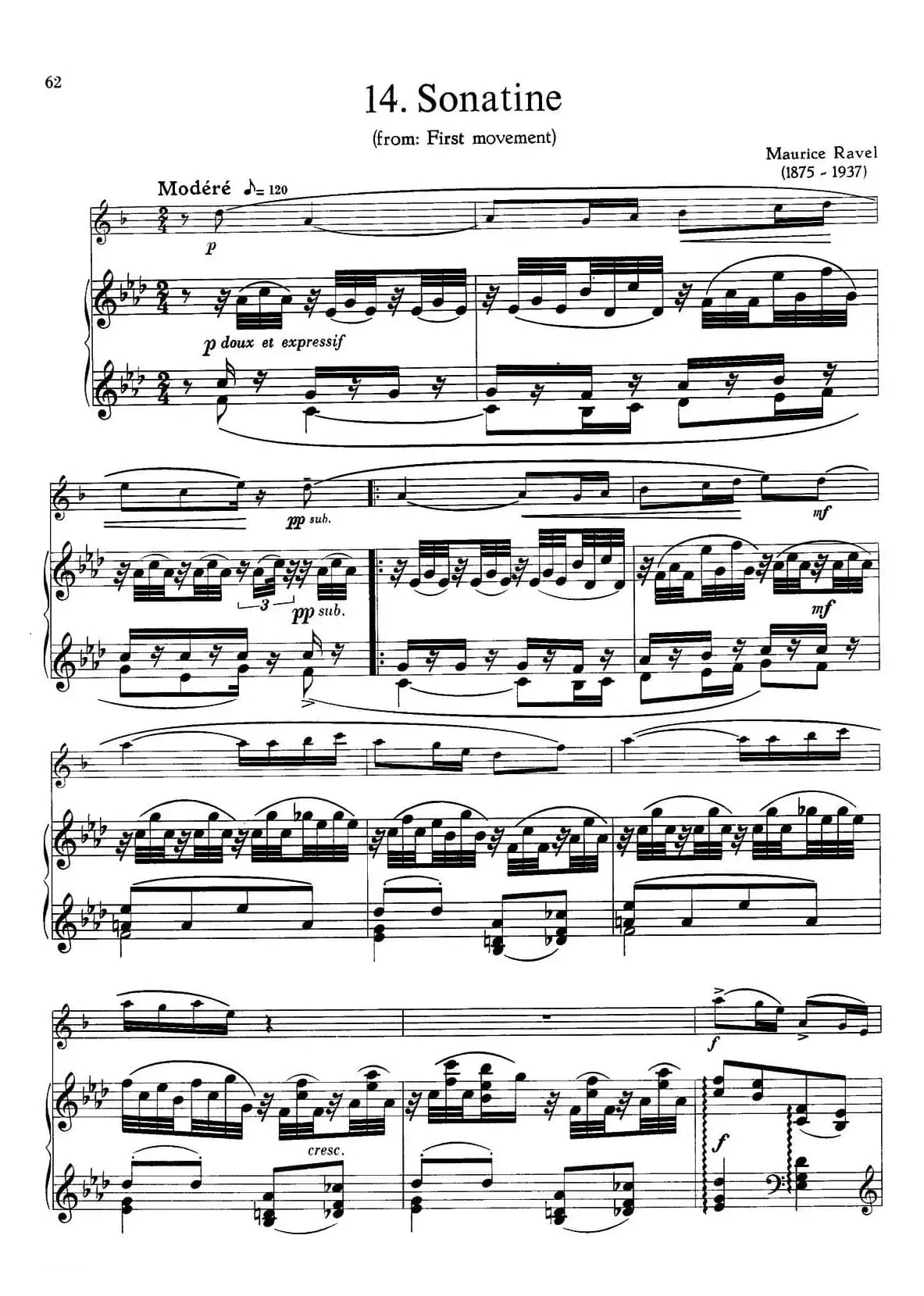 15首古典萨克斯独奏曲：14、sonatine（中音萨克斯+钢琴伴奏）