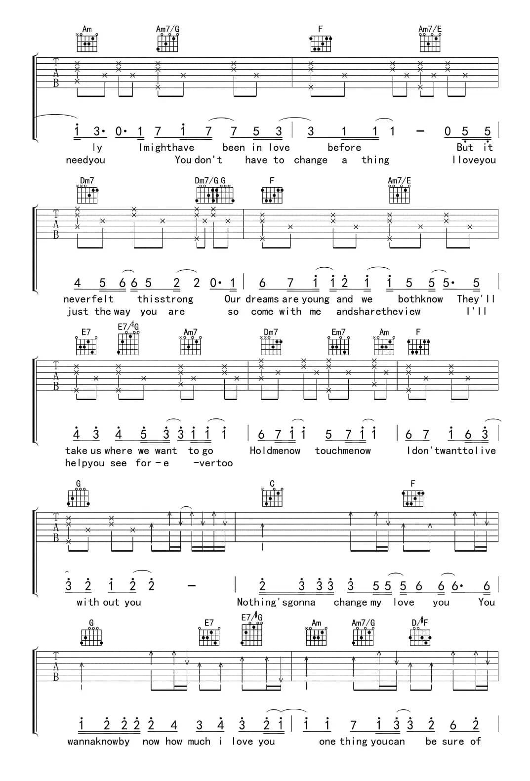 Nothing's gonna change my love for you（此爱永不变）