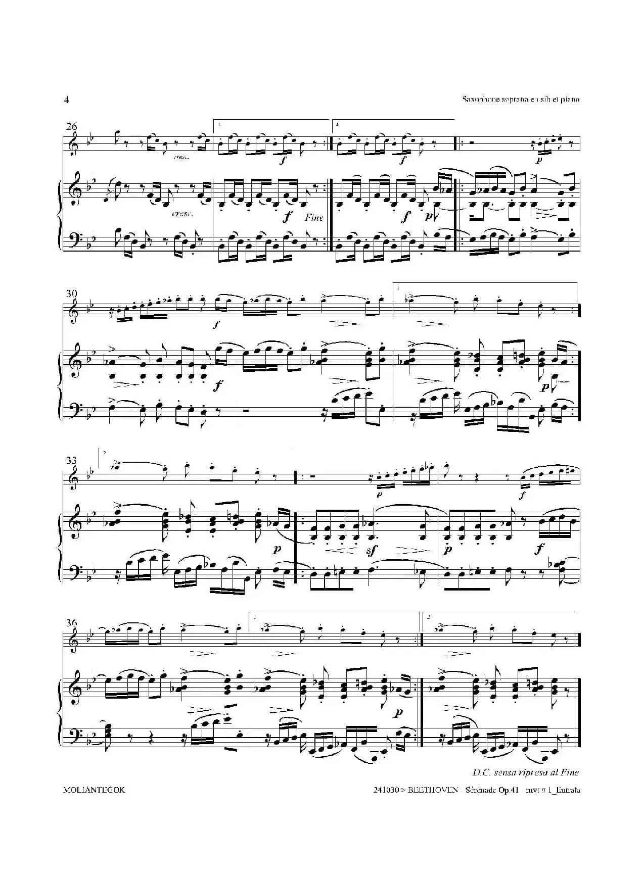 小夜曲 Op.41（高音萨克斯+钢琴伴奏）