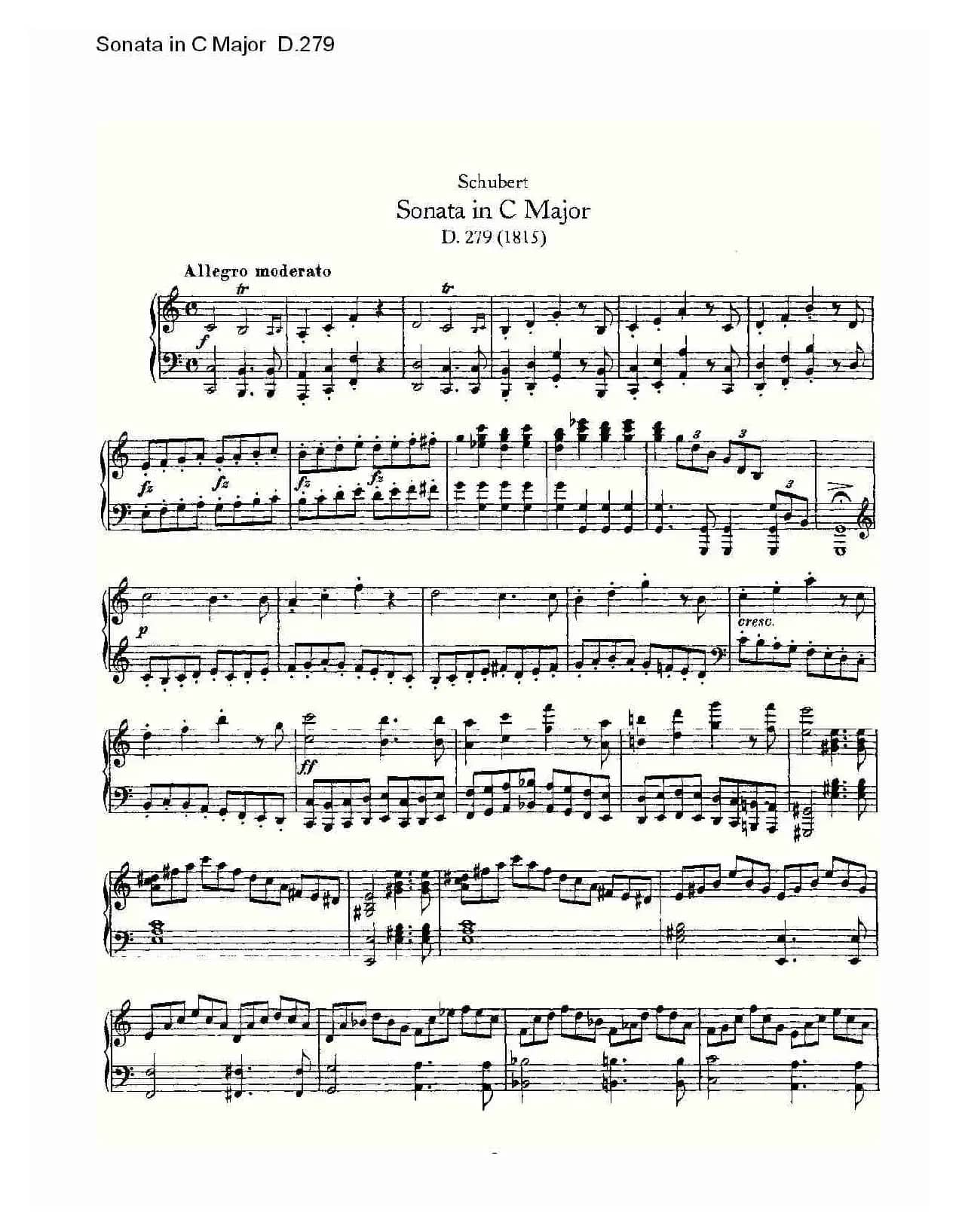 Sonata in C Major D.279（C大调奏鸣曲 D.279）