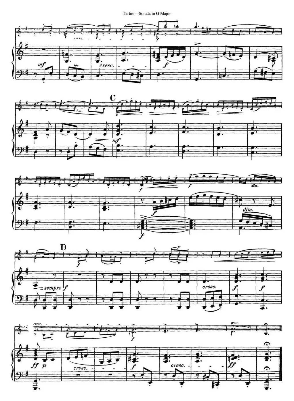 Violin Sonata in G Major（小提琴+钢琴伴奏）