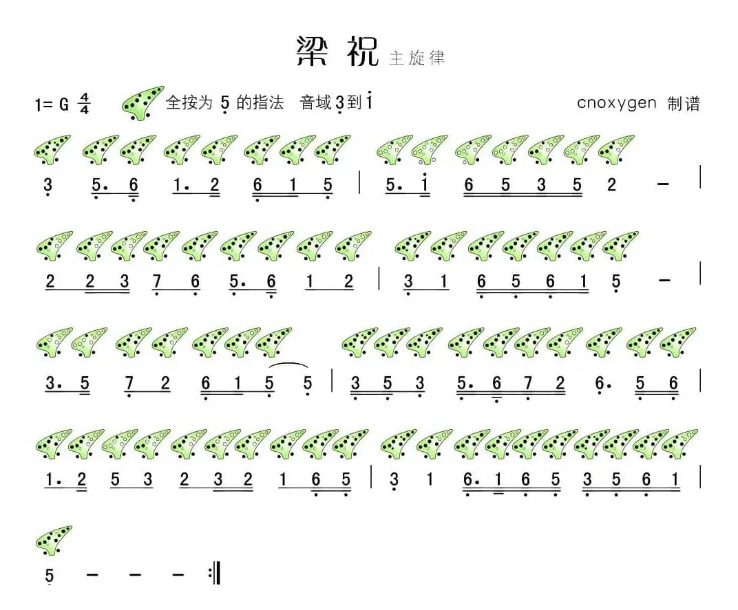 梁祝（十二孔陶笛谱）