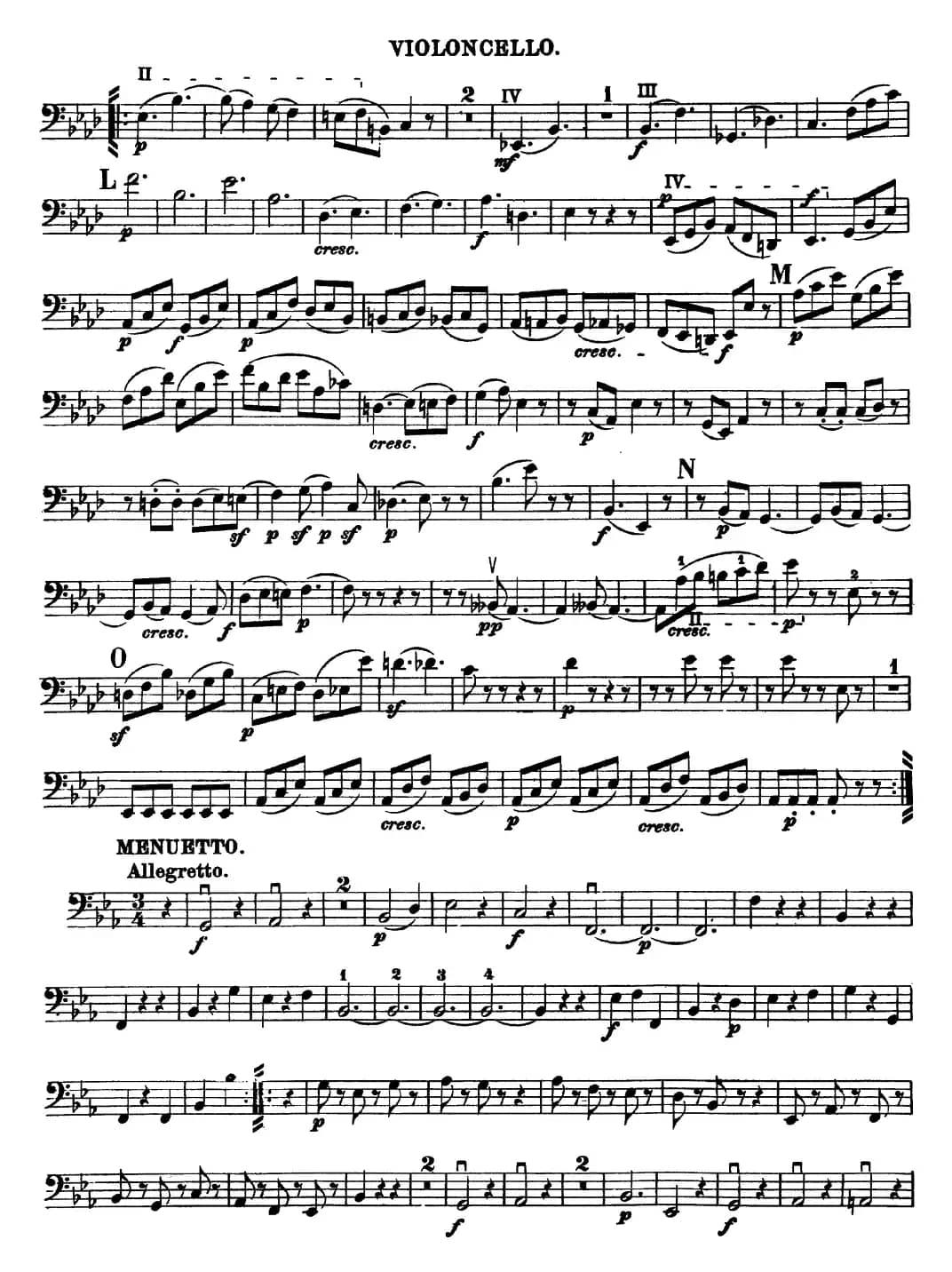 Mozart《Quartet No.16 in Eb Major,K.428》（Cello分谱）