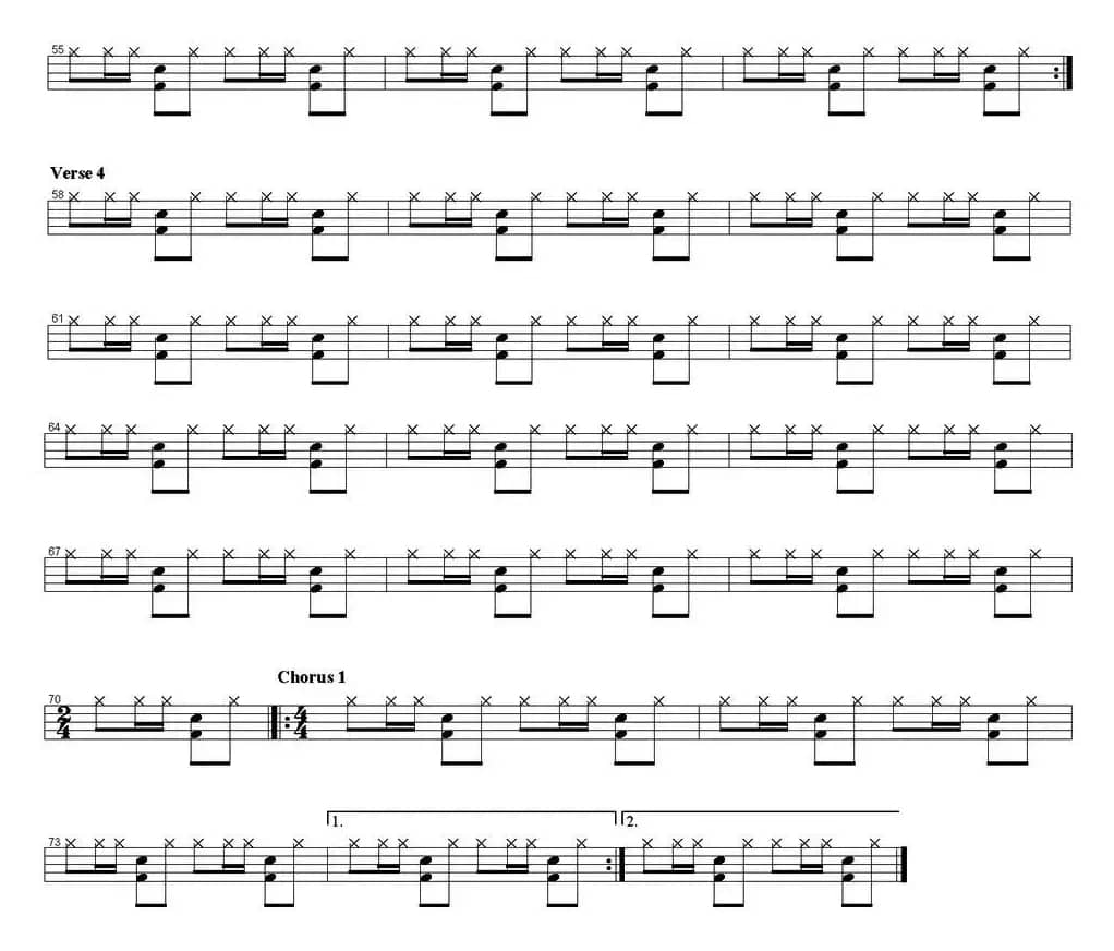 爵士鼓谱：Bob Marley - I shot the sheriff