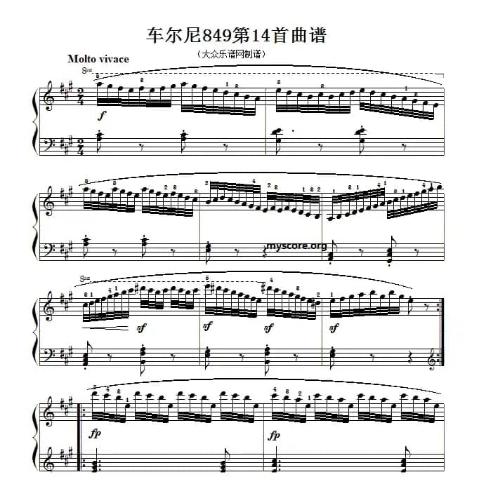 车尔尼（Czerny）849第14首曲谱及练习指导