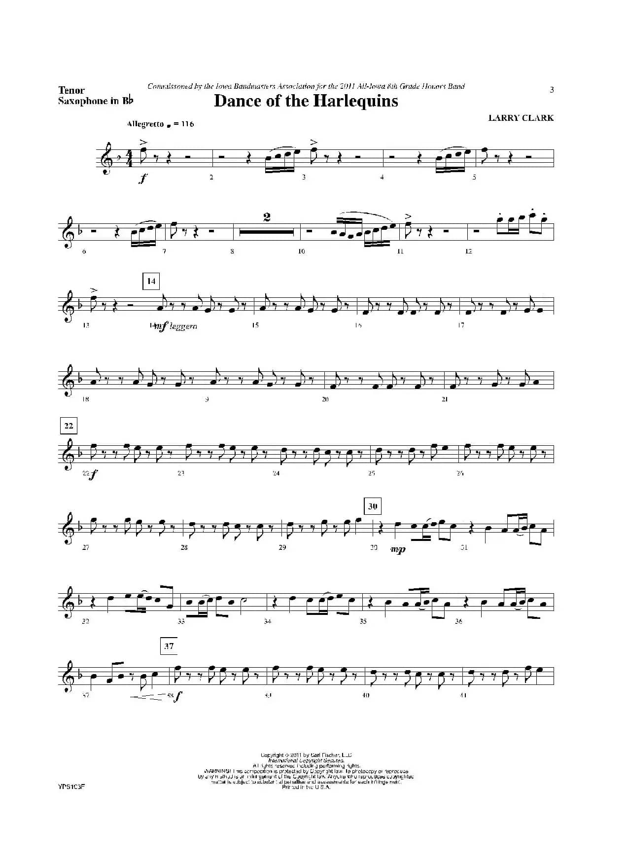 Dance of Harlequins（次中音萨克斯分谱）