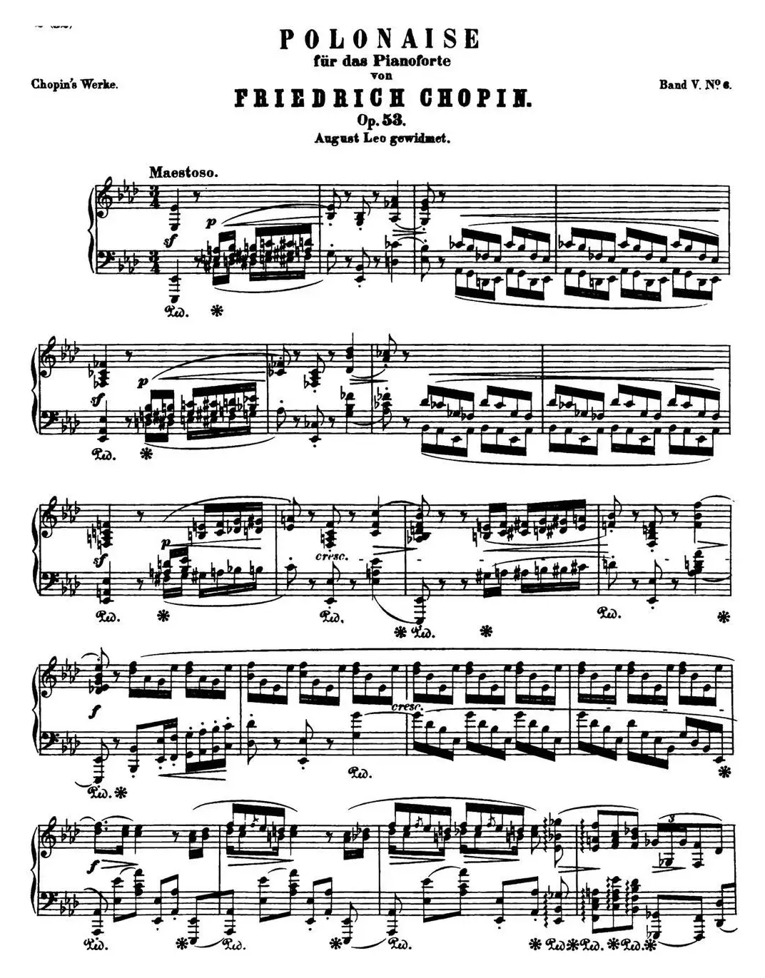 肖邦 波兰舞曲 英雄 Op.53 降A大调 Polonaise