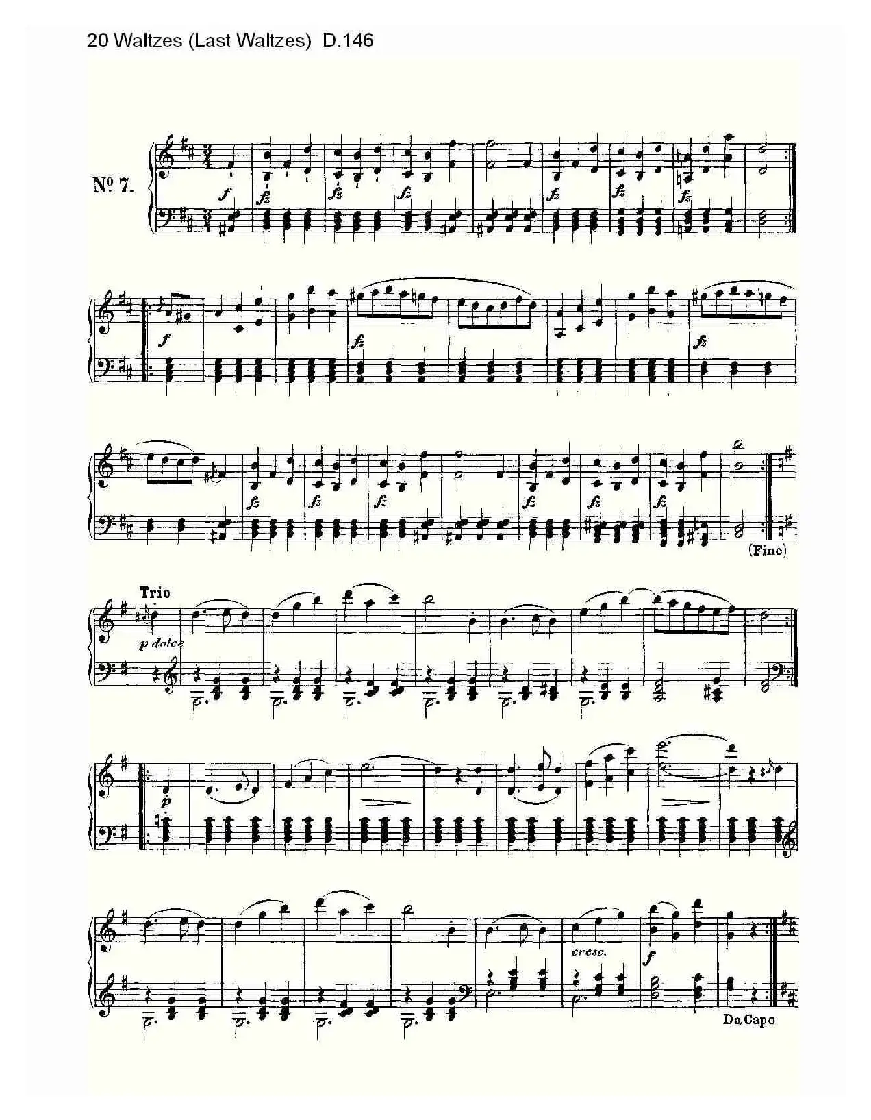 20 Waltzes（Last Waltzes) D.14）