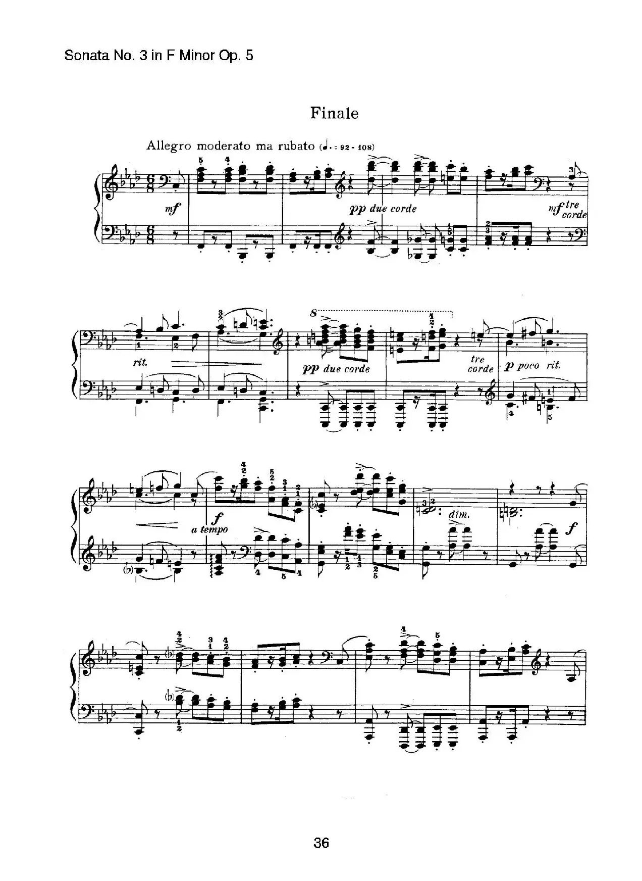 Piano Sonata No.3 in f Minor Op.5（f小调第三钢琴奏鸣曲）