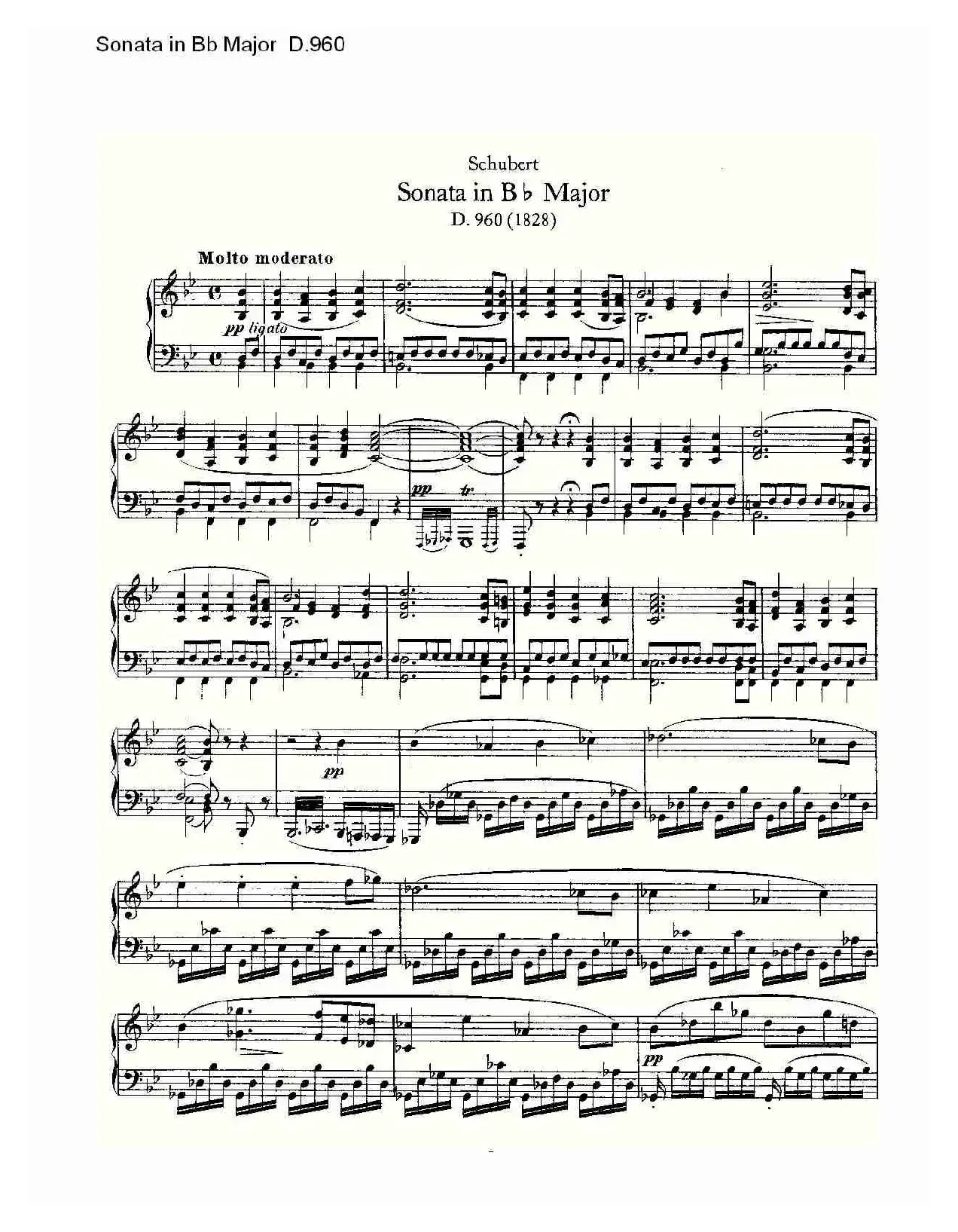 Sonata in Bb Major D.960（Bb大调奏鸣曲 D.960）