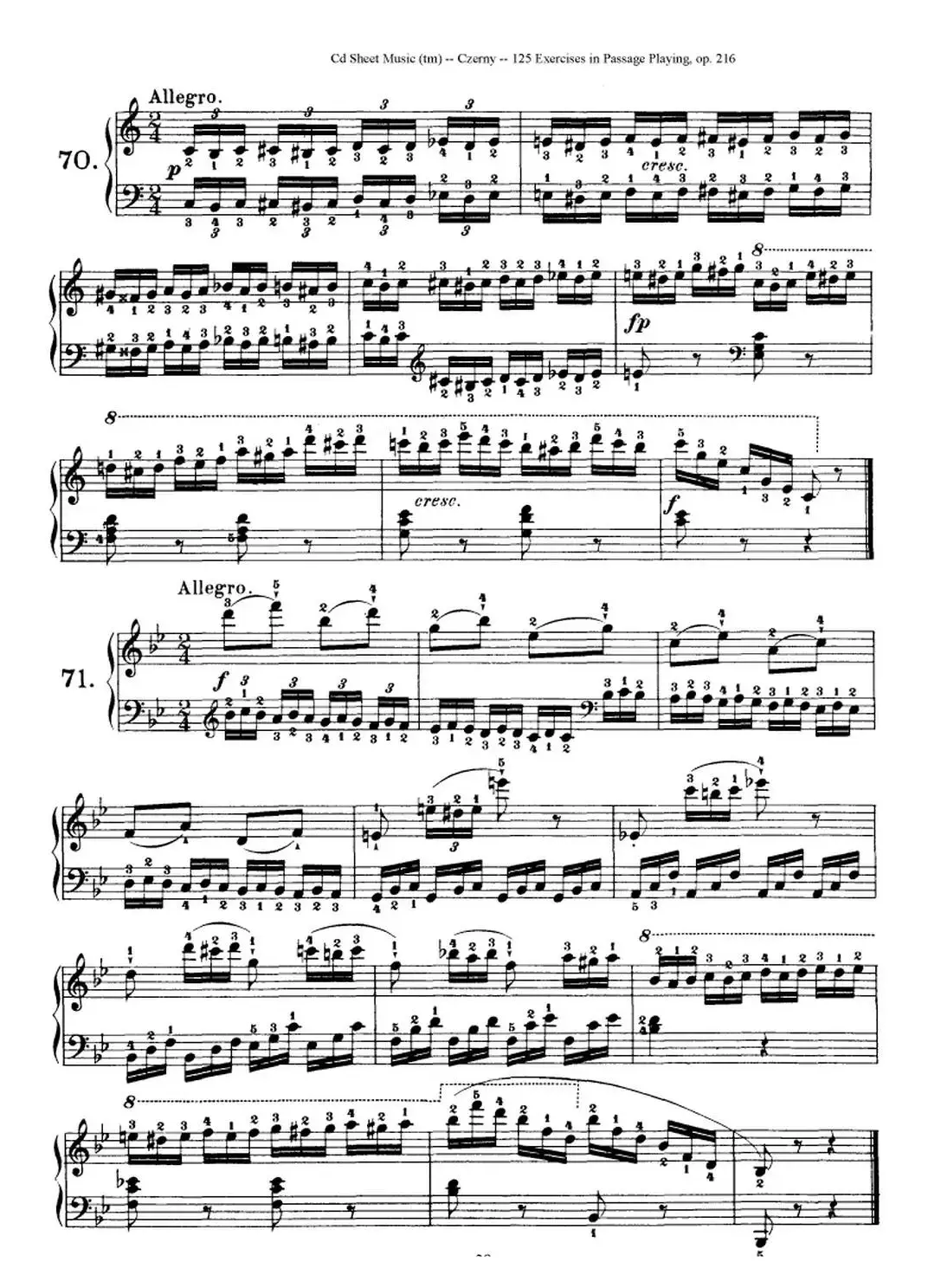 125 Exercises in Passage Playing Op.261（车尔尼125首钢琴短乐句练习曲（61——78））