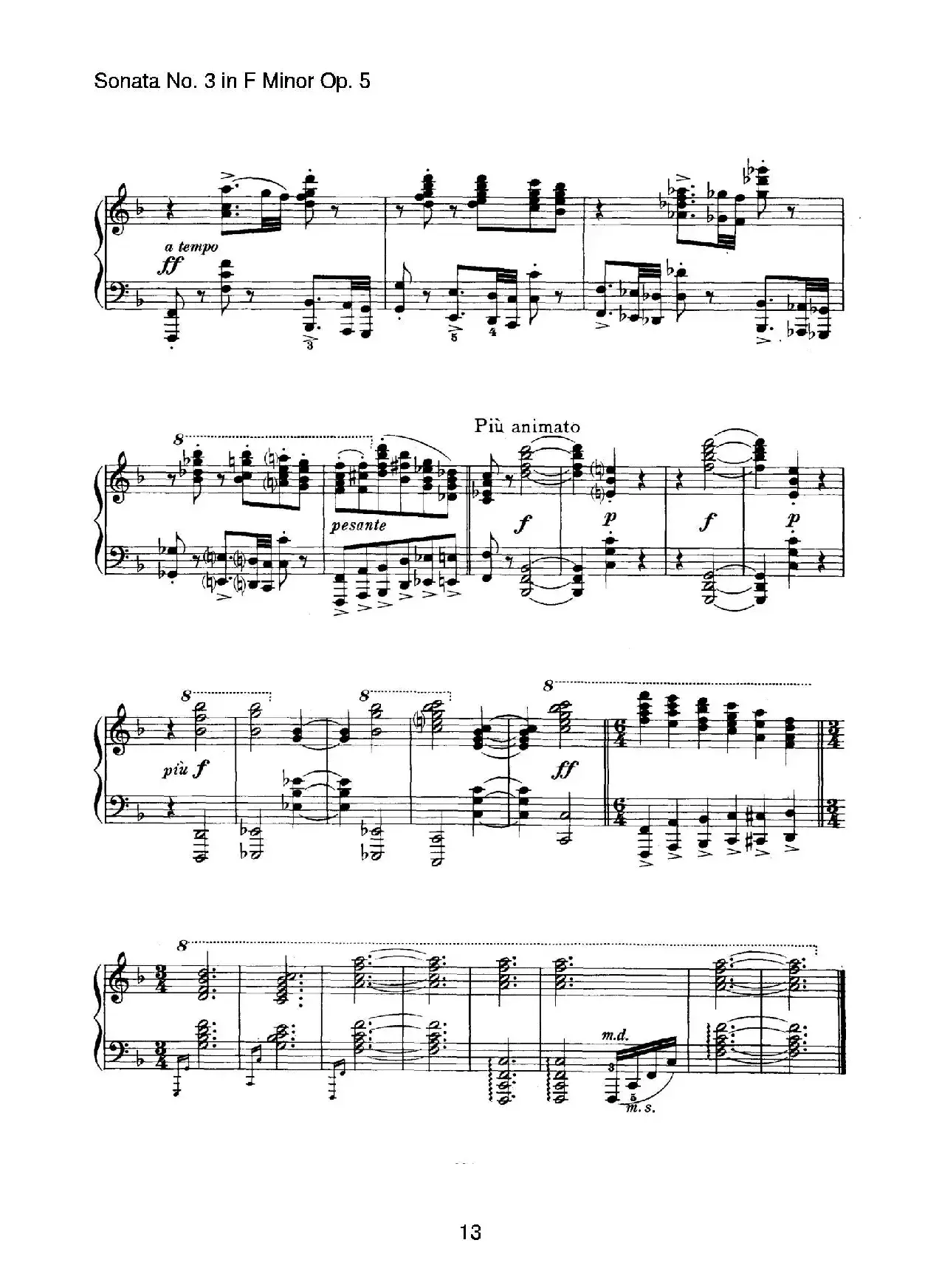 Piano Sonata No.3 in f Minor Op.5（f小调第三钢琴奏鸣曲）