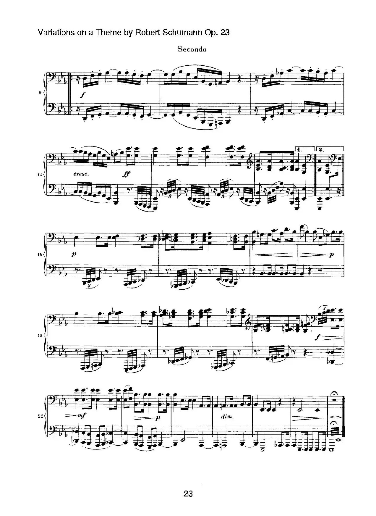 ​Variations on a Theme by Robert Schumann Op.23（舒曼主题变奏曲）（四手联弹）