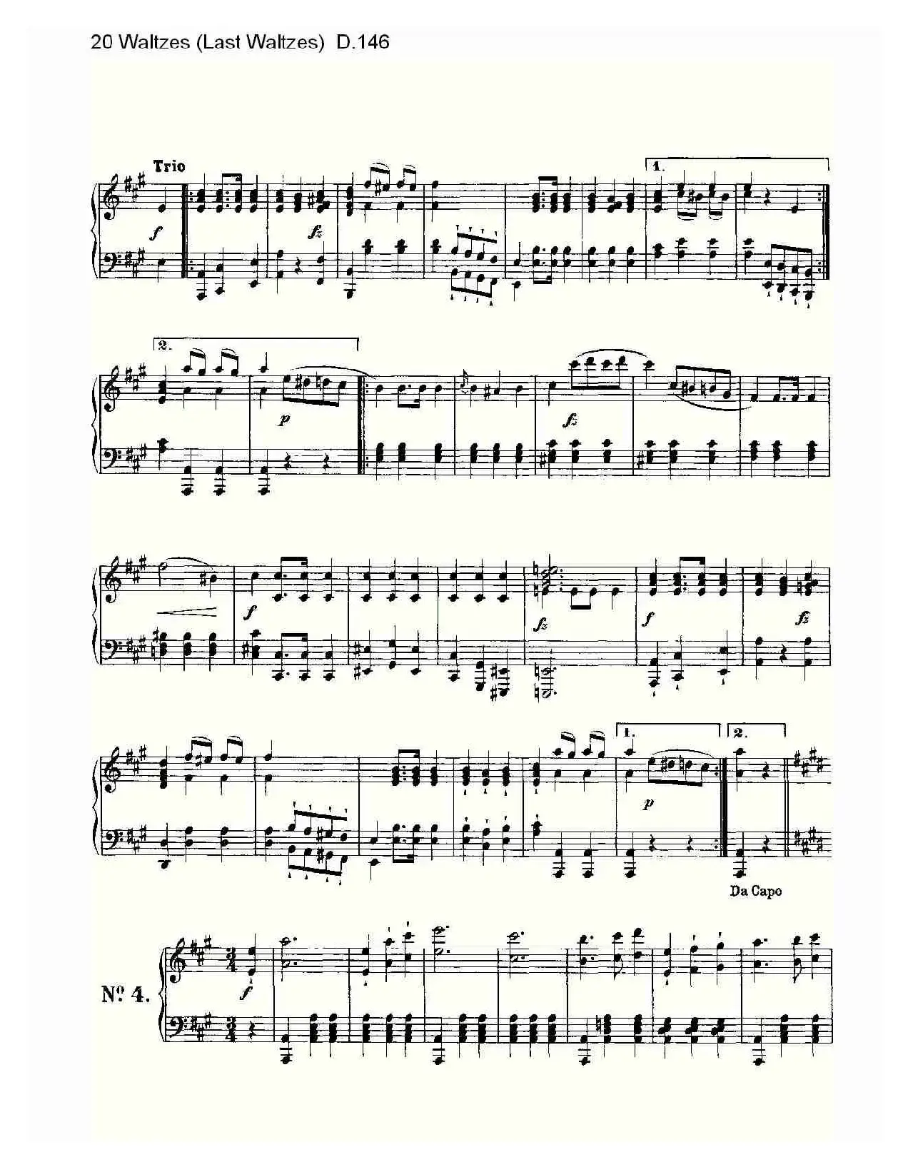 20 Waltzes（Last Waltzes) D.14）