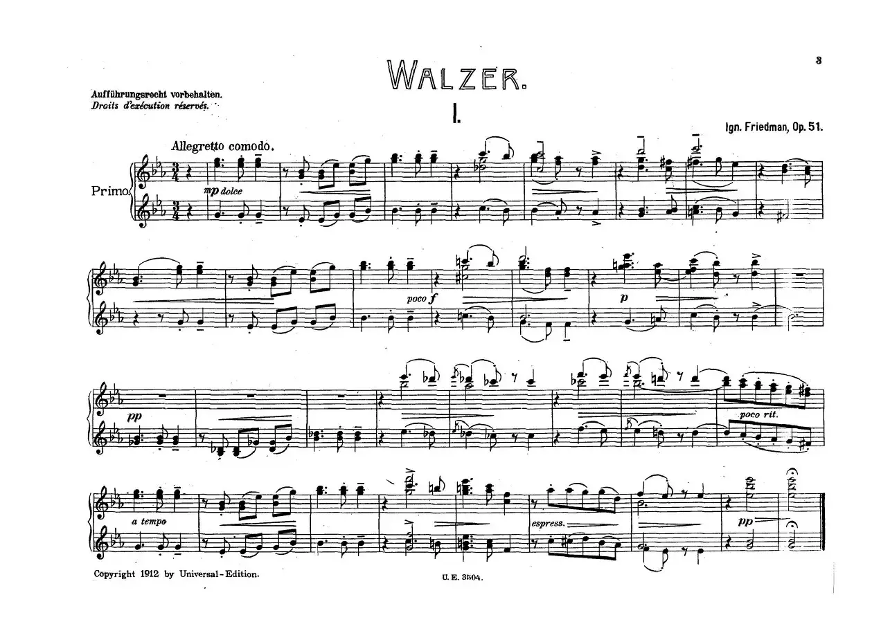 5 Waltzes Op.51-4 Hands（5首圆舞曲-四手联弹）