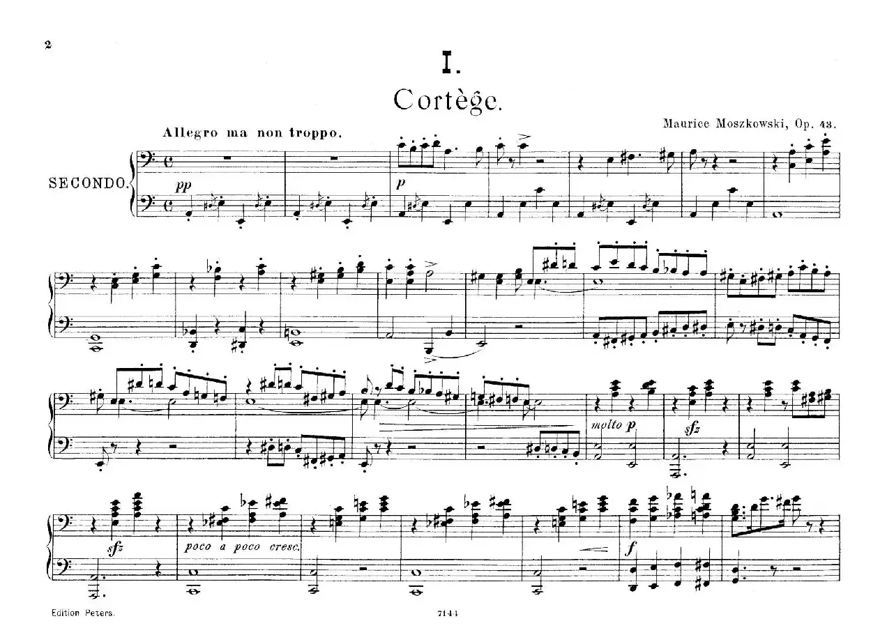 Deux Morceaux Pour Quatre Mains Op.43（2首四手联弹小品·1）