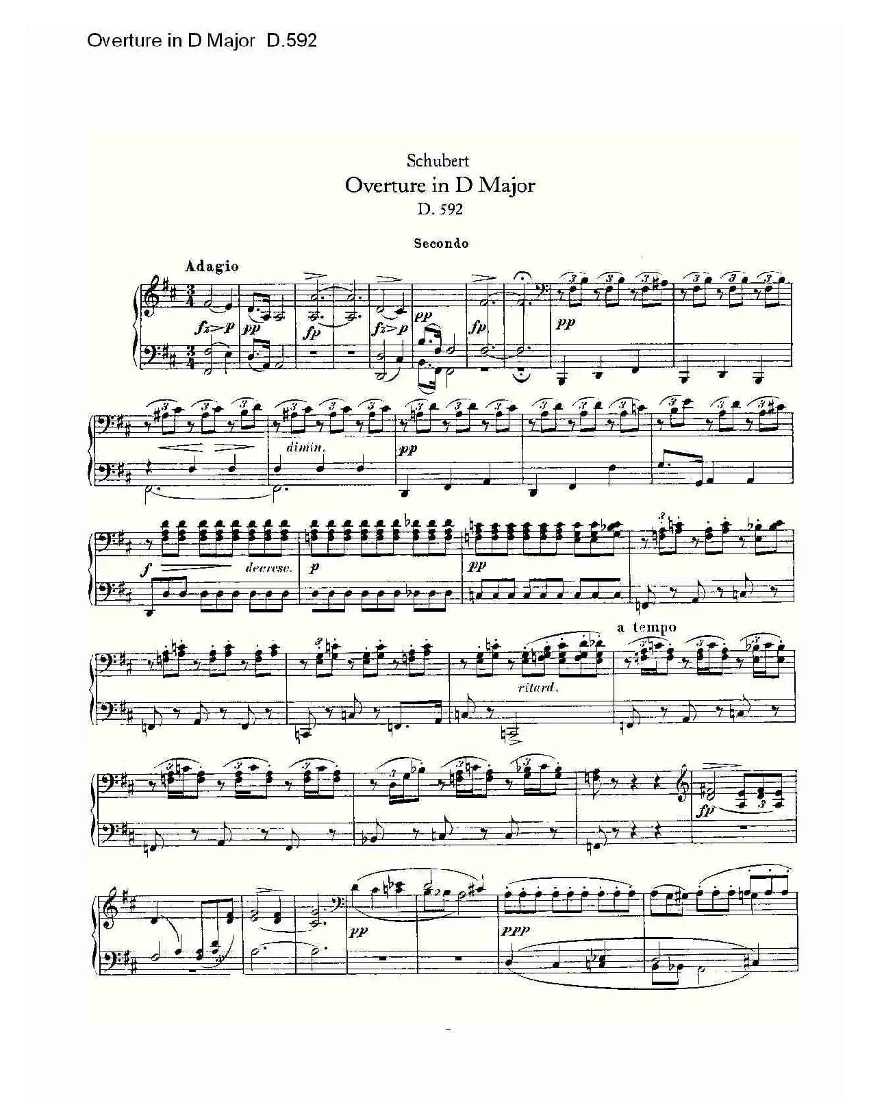 Overture in D Major D.592（Ｄ大调序曲 D.592）