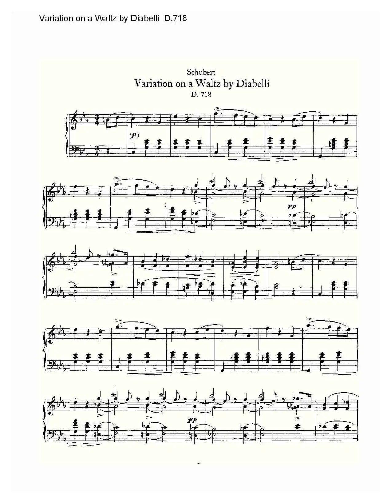 Variation on a Waltz by Diabelli D.718（Diabelli华尔）