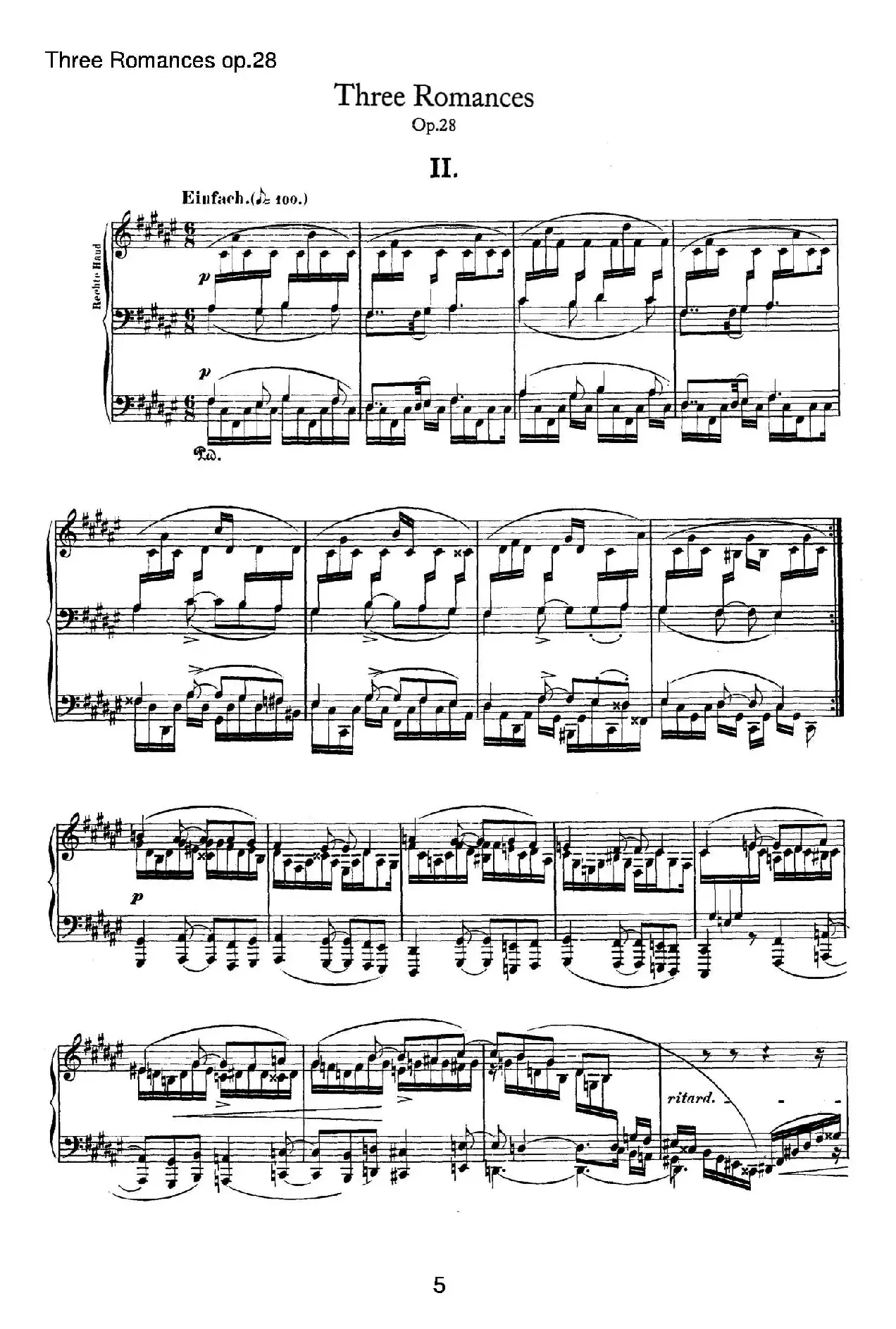 3 Romances Op.28（3首浪漫曲·Ⅱ）