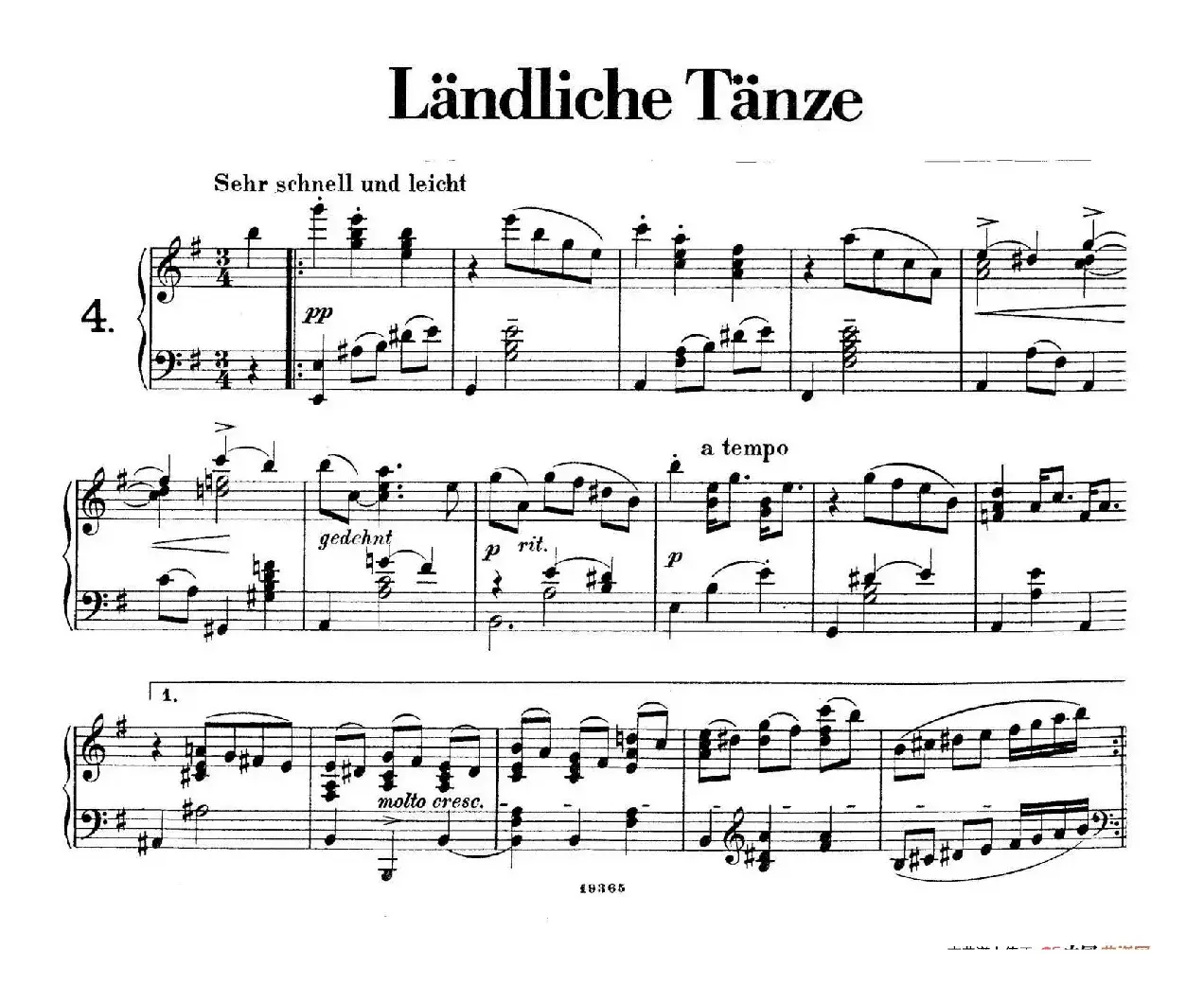 Landliche Tanzee Op.1（乡村舞曲·4. e小调）