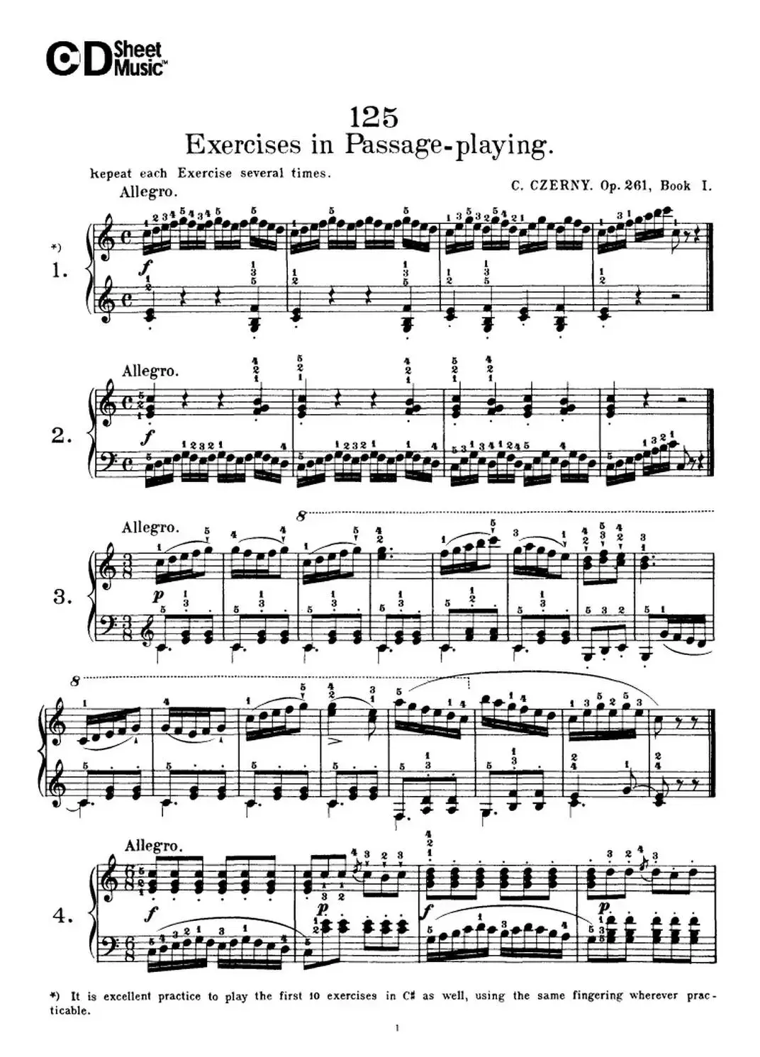 125 Exercises in Passage Playing Op.261（车尔尼125首钢琴短乐句练习曲（1——21））