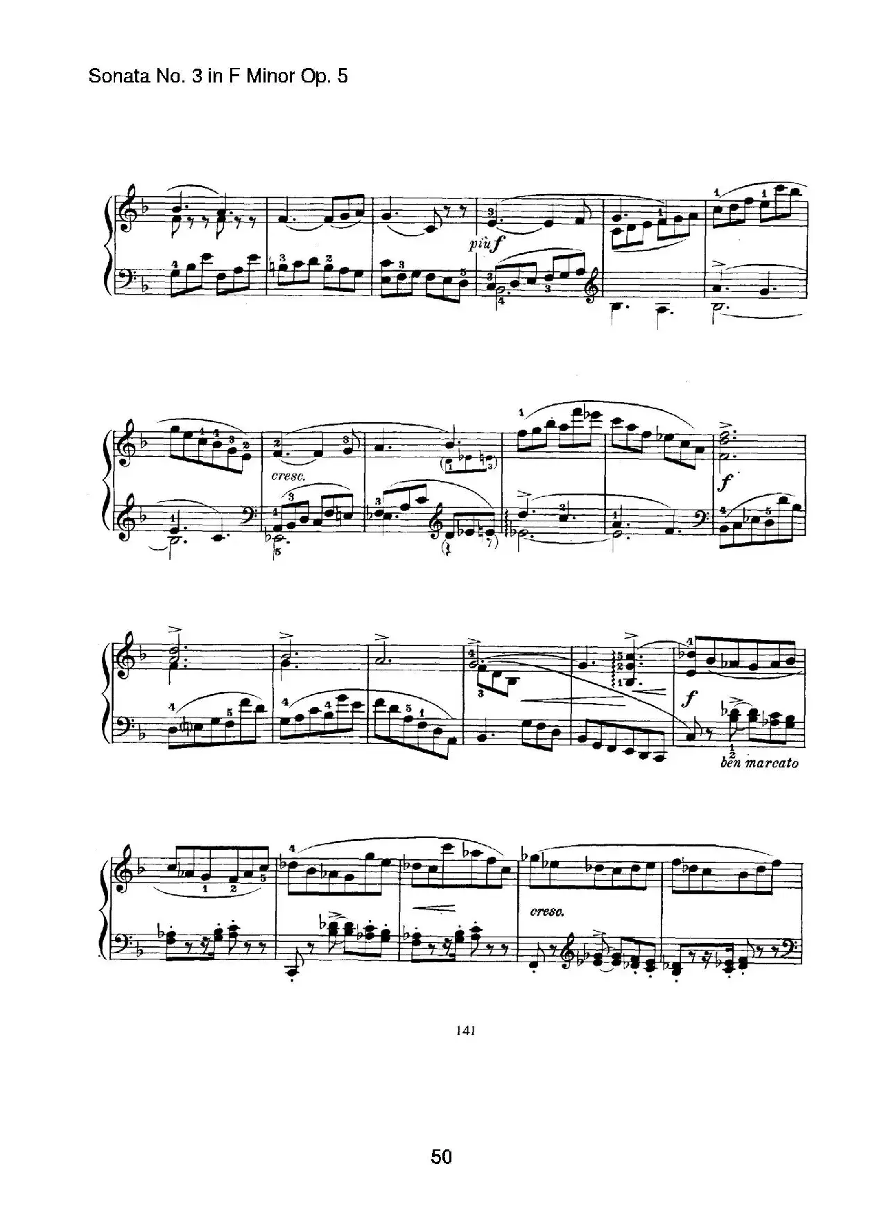 Piano Sonata No.3 in f Minor Op.5（f小调第三钢琴奏鸣曲）