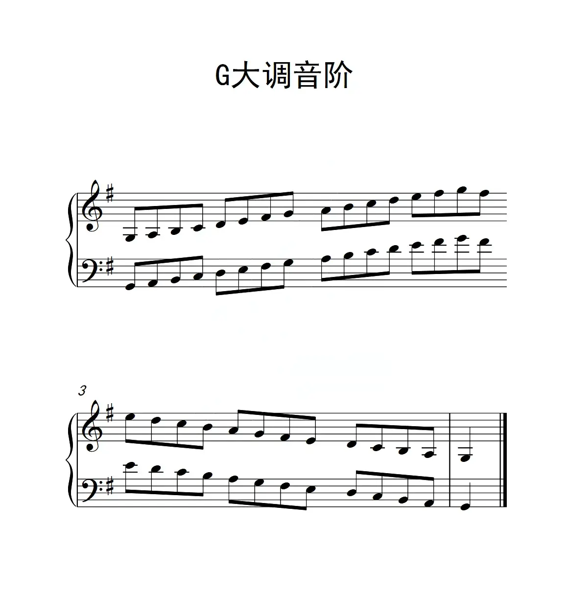 第一级 G大调音阶（中国音乐学院钢琴考级作品1~6级）