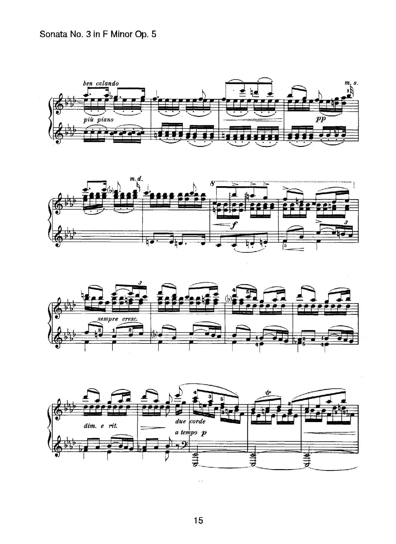 Piano Sonata No.3 in f Minor Op.5（f小调第三钢琴奏鸣曲）