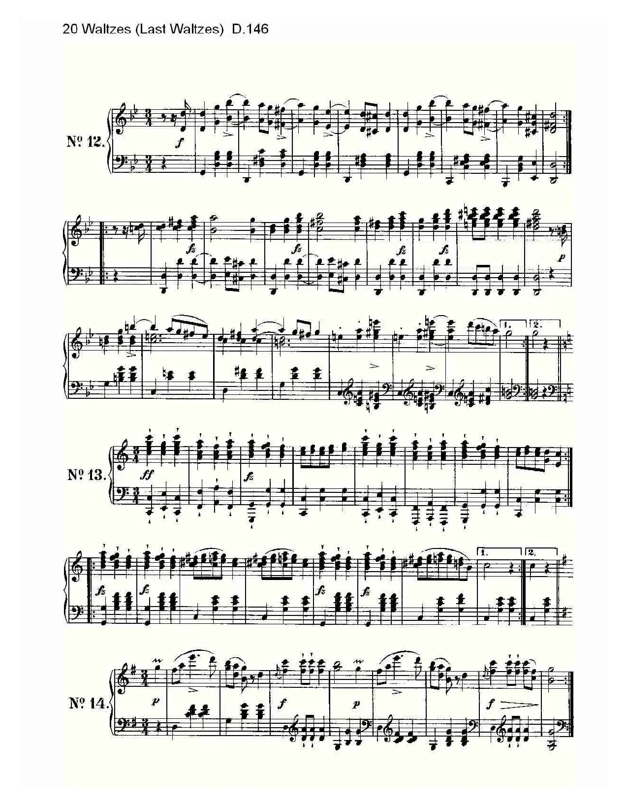 20 Waltzes（Last Waltzes) D.14）