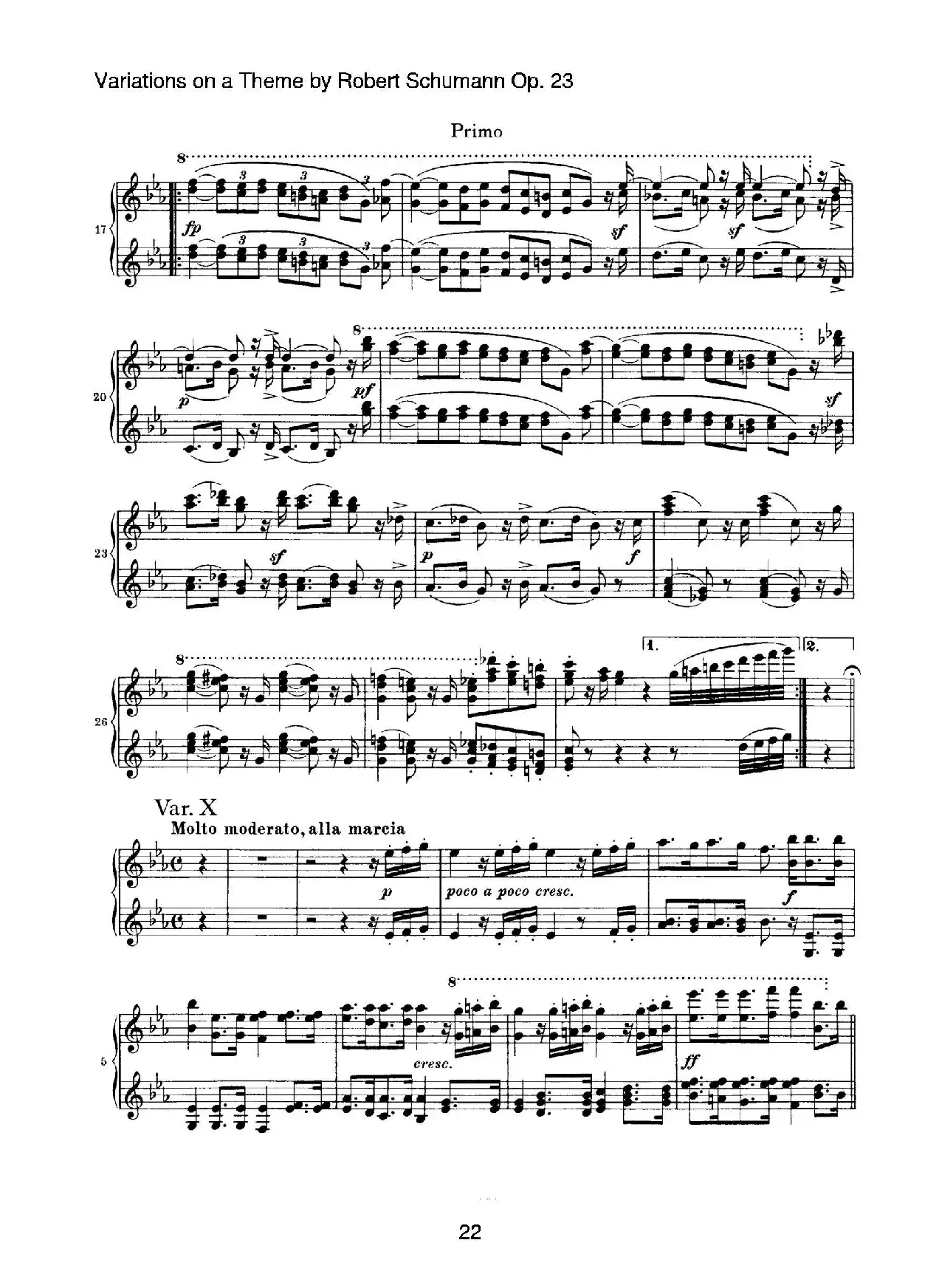 ​Variations on a Theme by Robert Schumann Op.23（舒曼主题变奏曲）（四手联弹）