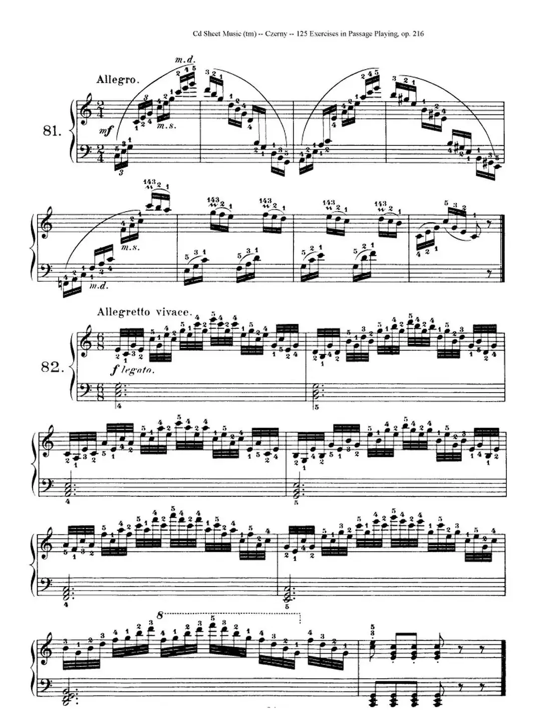 125 Exercises in Passage Playing Op.261（车尔尼125首钢琴短乐句练习曲（79——94）