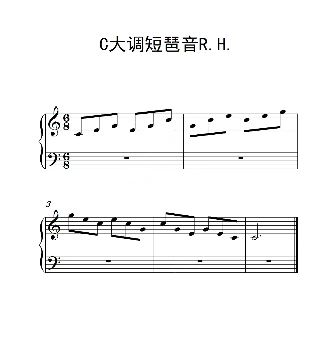 第一级 C大调短琶音R.H.（中国音乐学院钢琴考级作品1~6级）