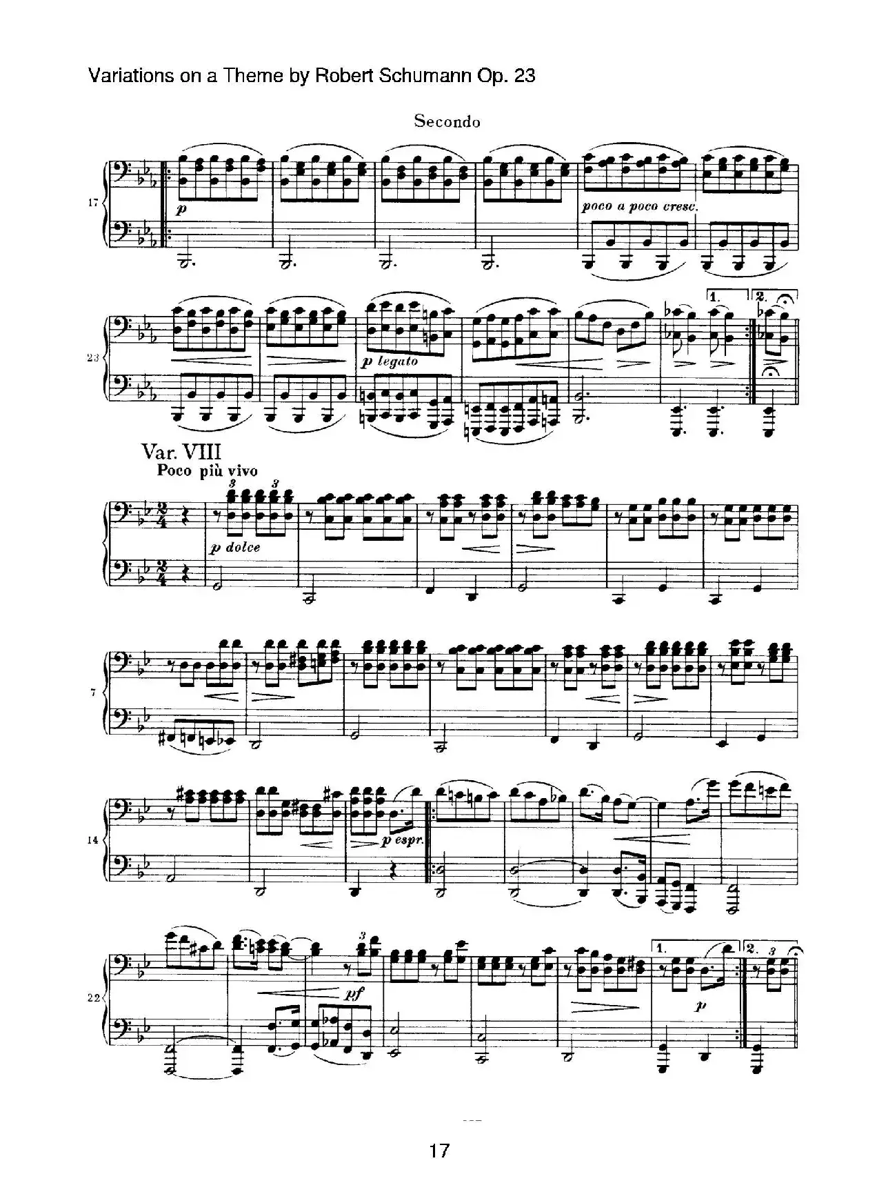 ​Variations on a Theme by Robert Schumann Op.23（舒曼主题变奏曲）（四手联弹）