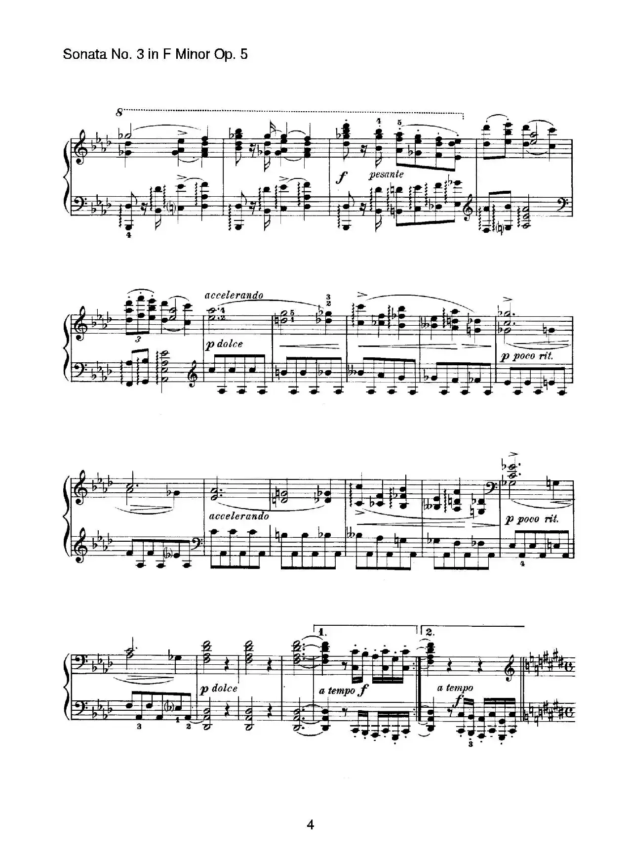 Piano Sonata No.3 in f Minor Op.5（f小调第三钢琴奏鸣曲）